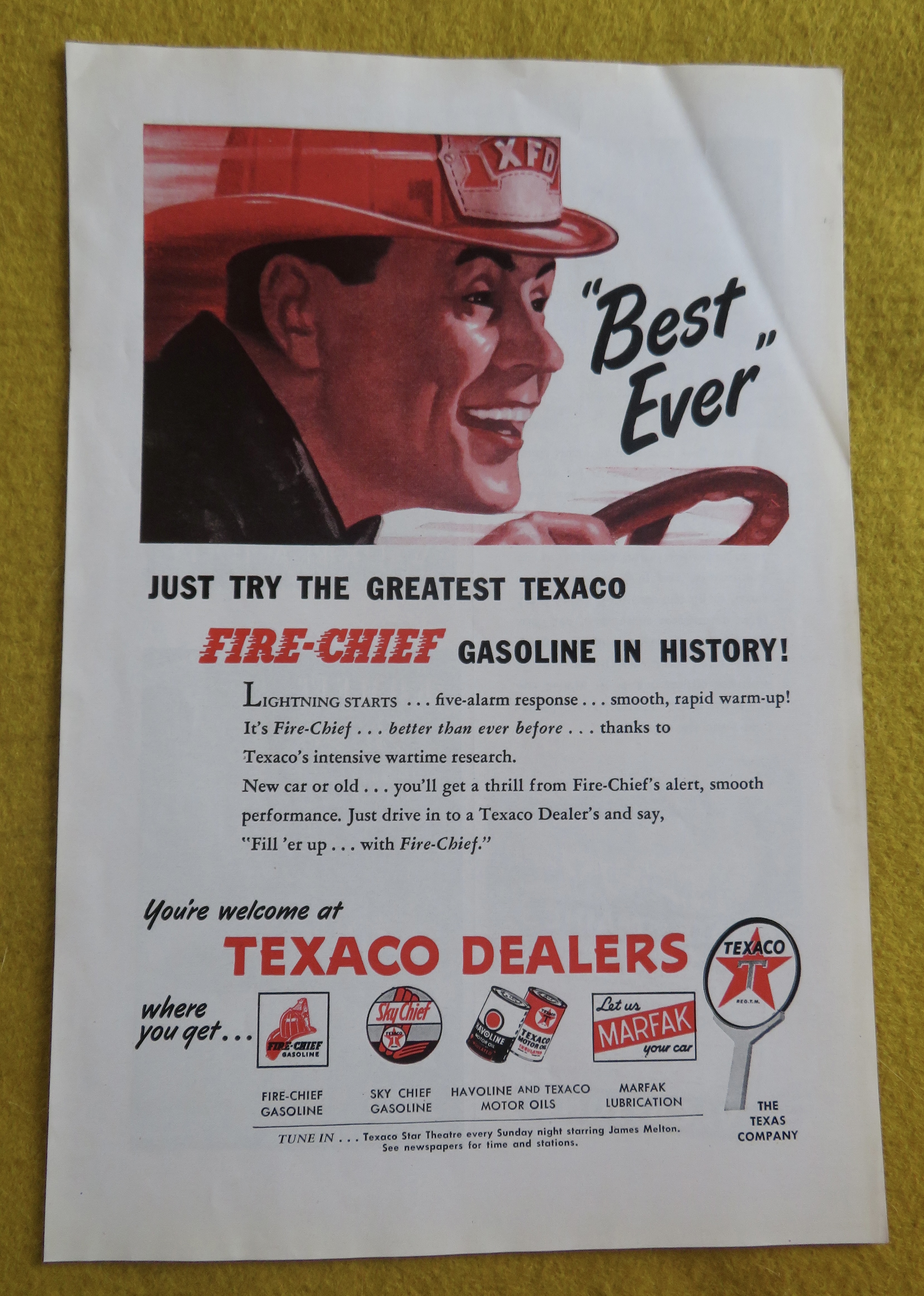 1946 Texaco Dealers With A Fireman Driving