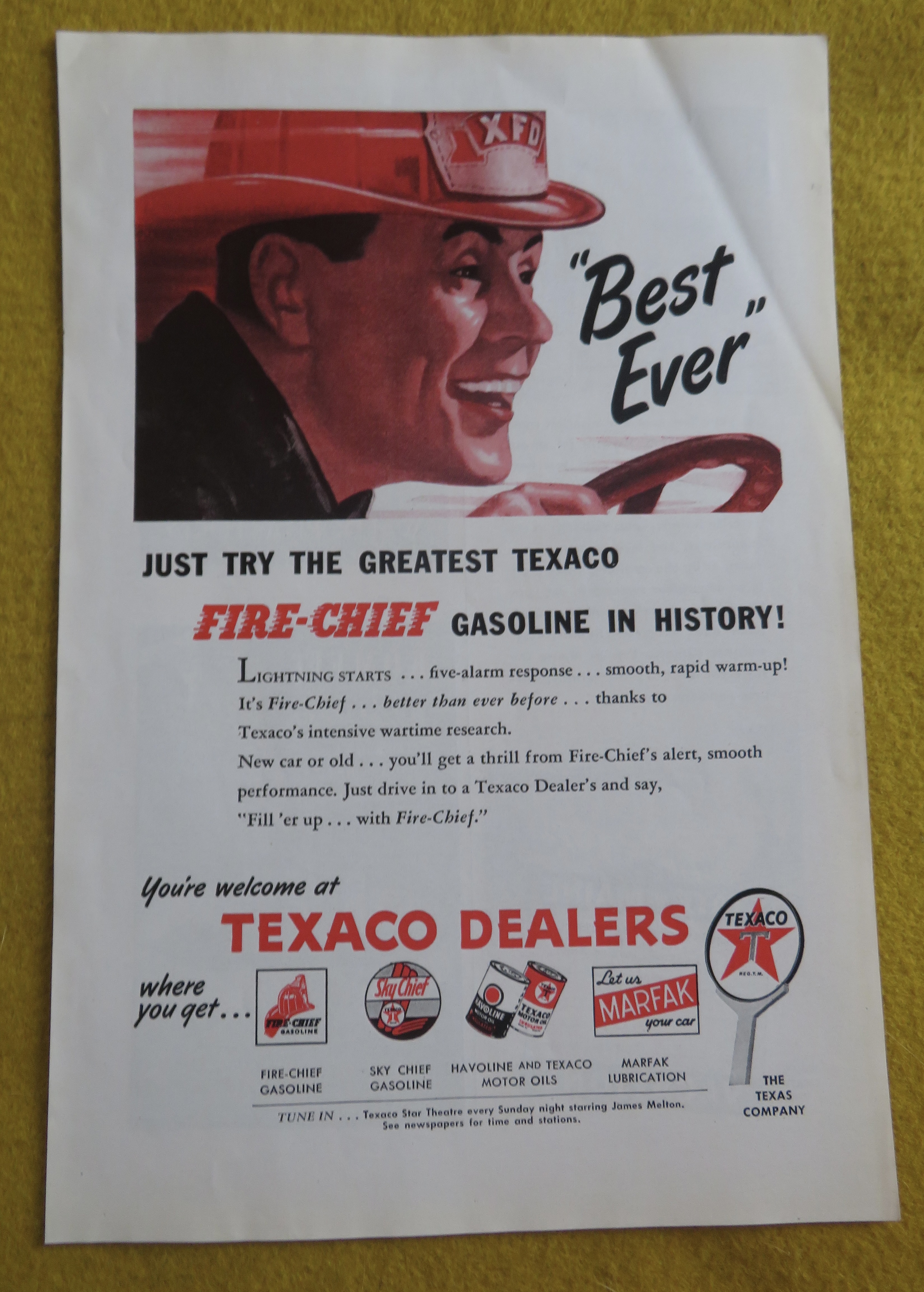 1946 Texaco Dealers With A Fireman Driving