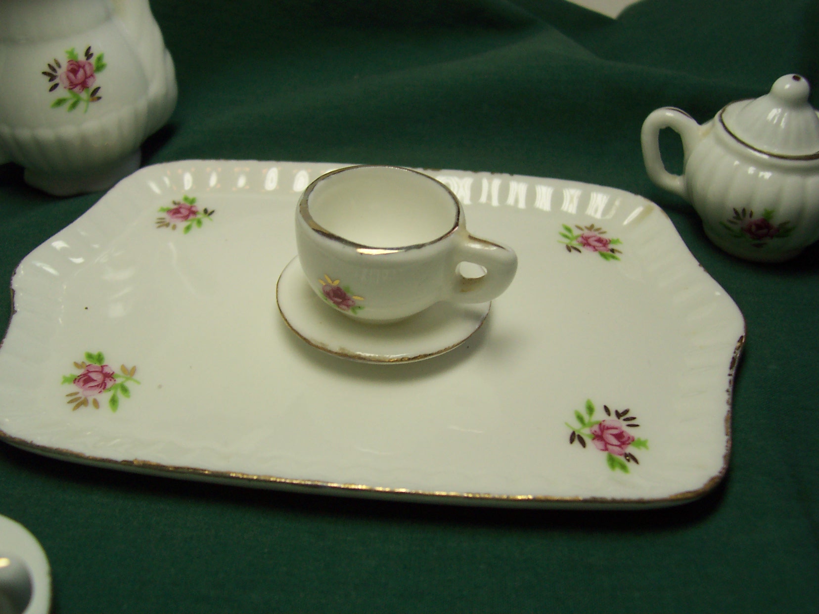 Miniature Tea Set Dolls Porcelain Roses