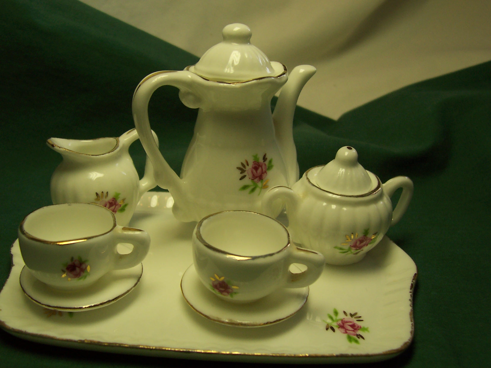 Miniature Tea Set Dolls Porcelain Roses