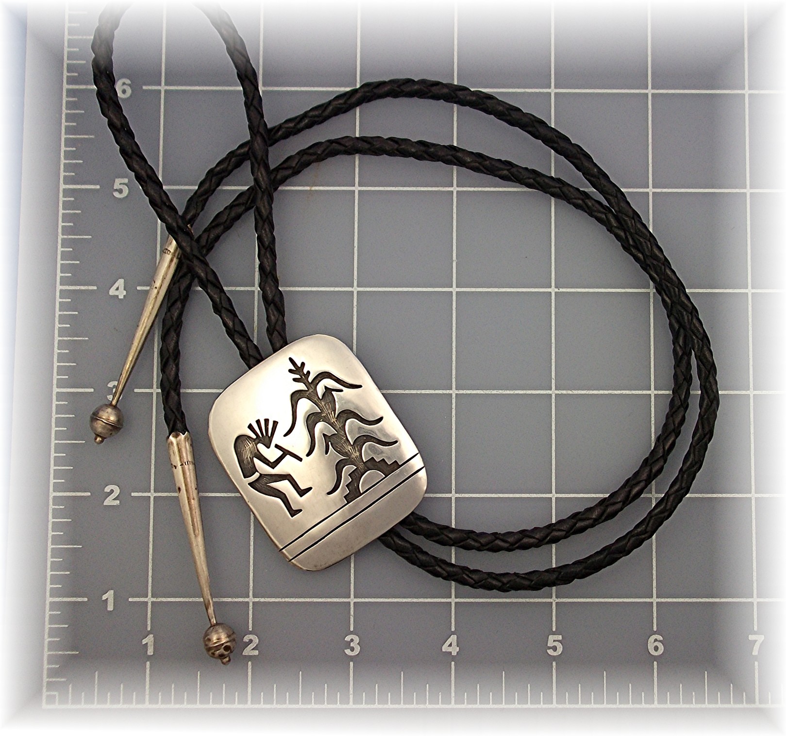 Bolo Tie Sterling Silver Kachina Corn Husk  American In