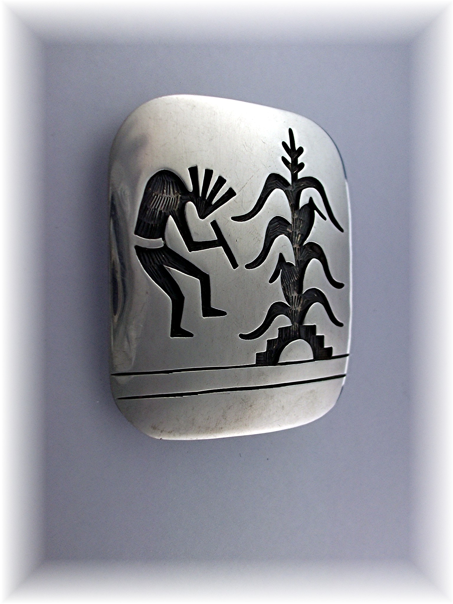 Bolo Tie Sterling Silver Kachina Corn Husk  American In