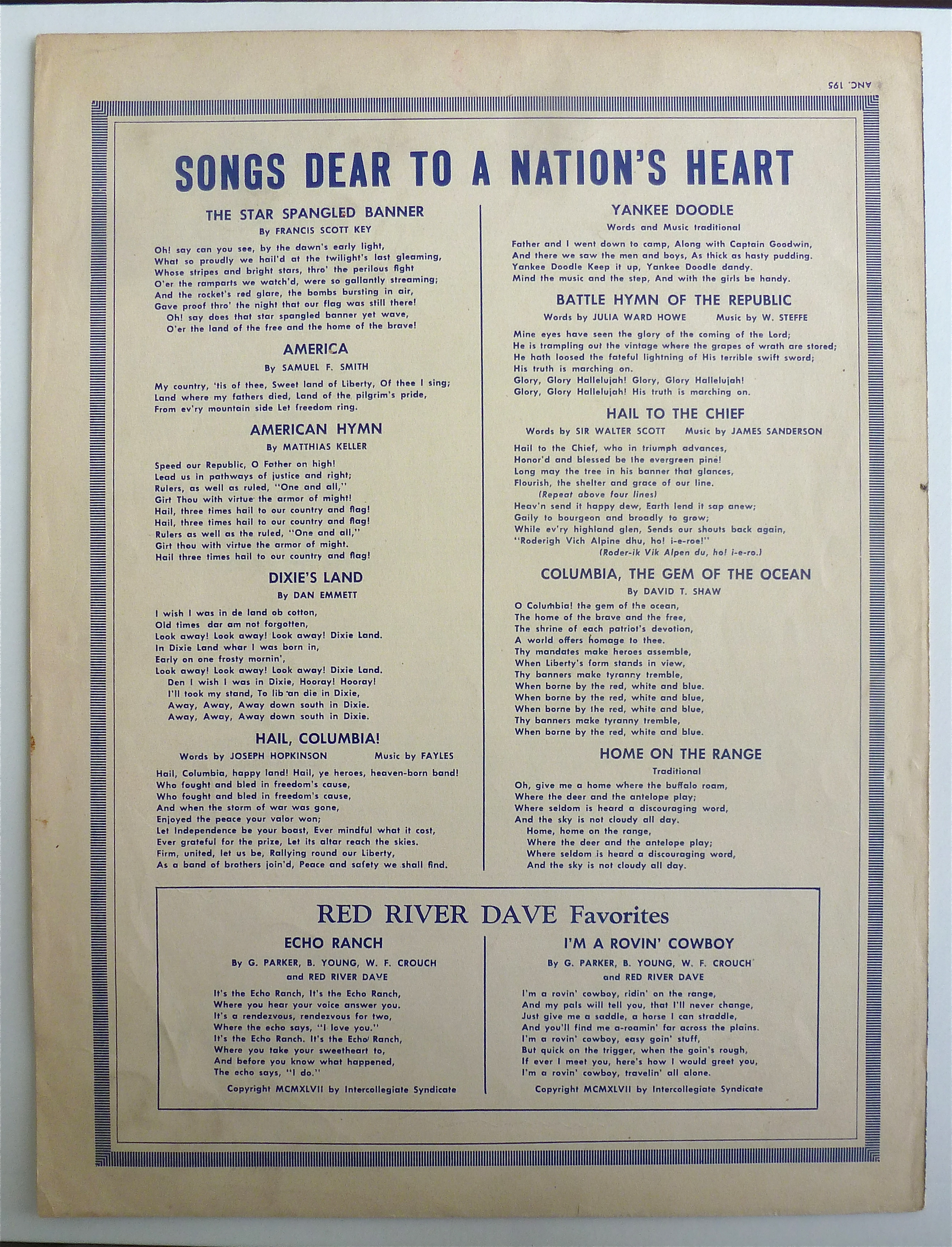 Sheet Music For 1947 Truman Flew To Mexico