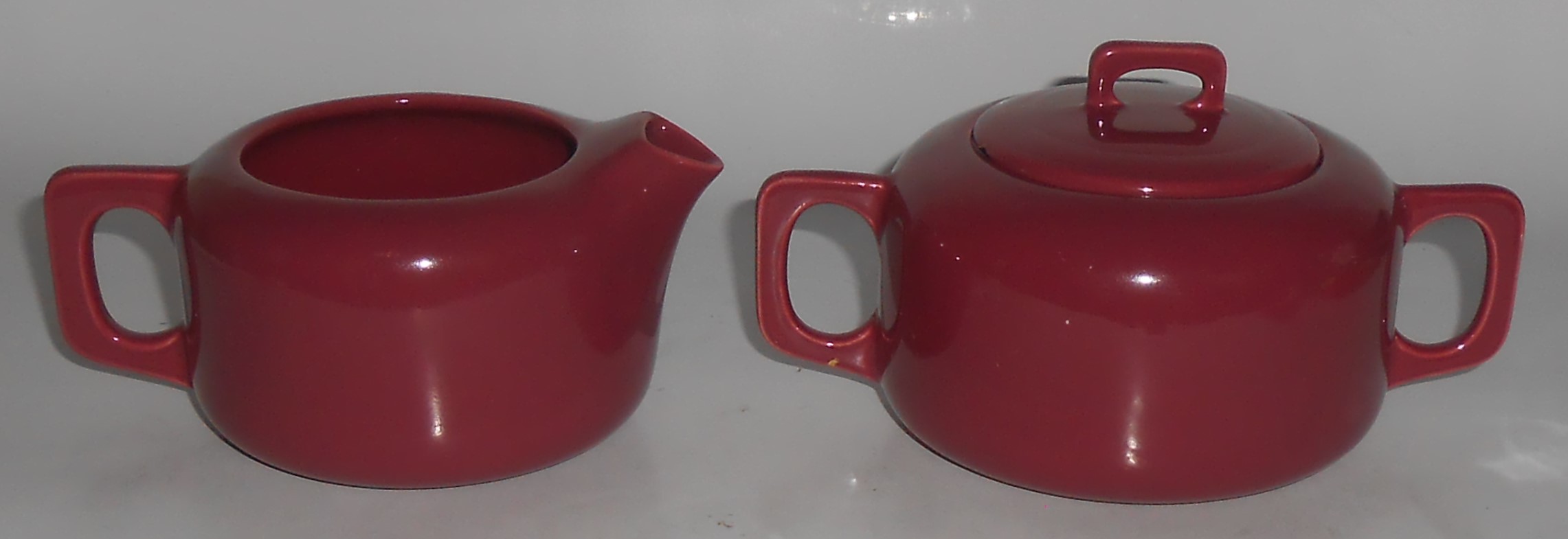 Coors Pottery Rock-Mount Red Creamer & Sugar Bowl Set