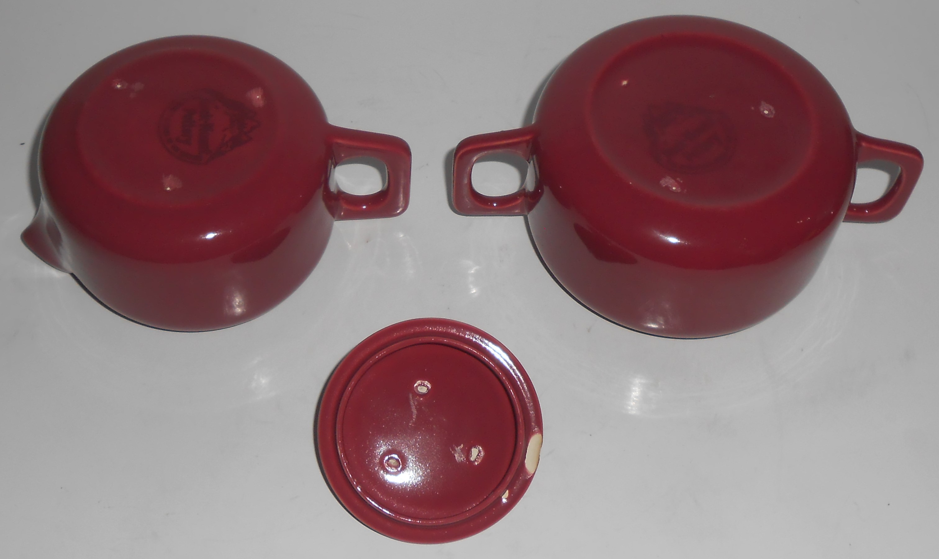 Coors Pottery Rock-Mount Red Creamer & Sugar Bowl Set