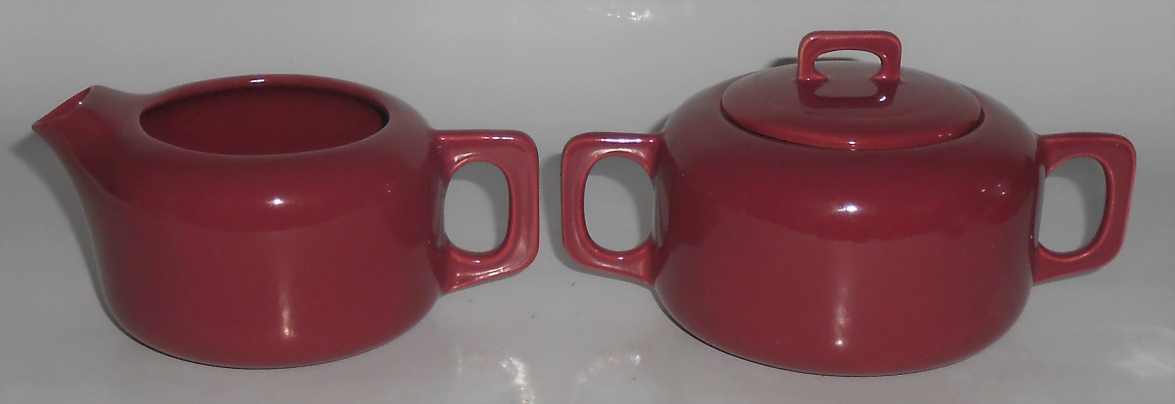Coors Pottery Rock-Mount Red Creamer & Sugar Bowl Set