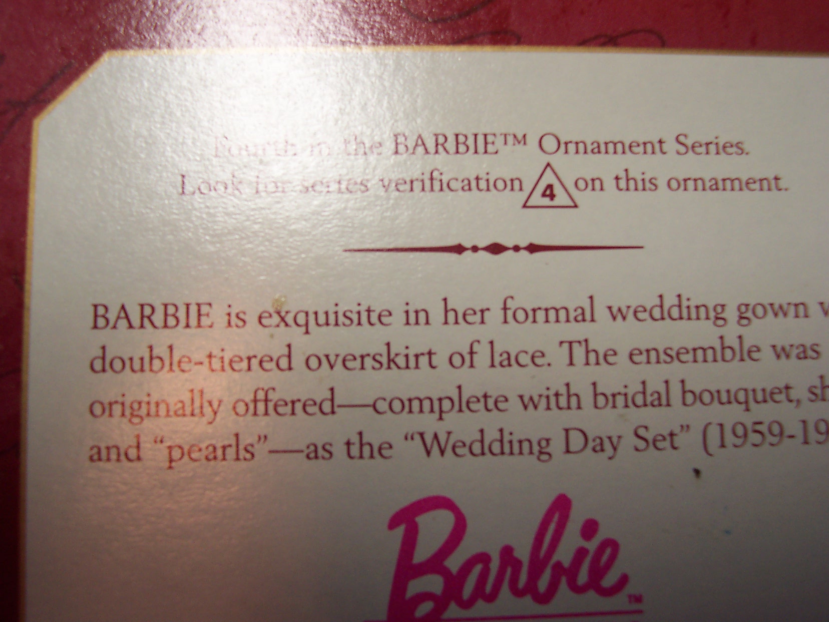 Barbie Ornament Wedding Day Hallmark 1997