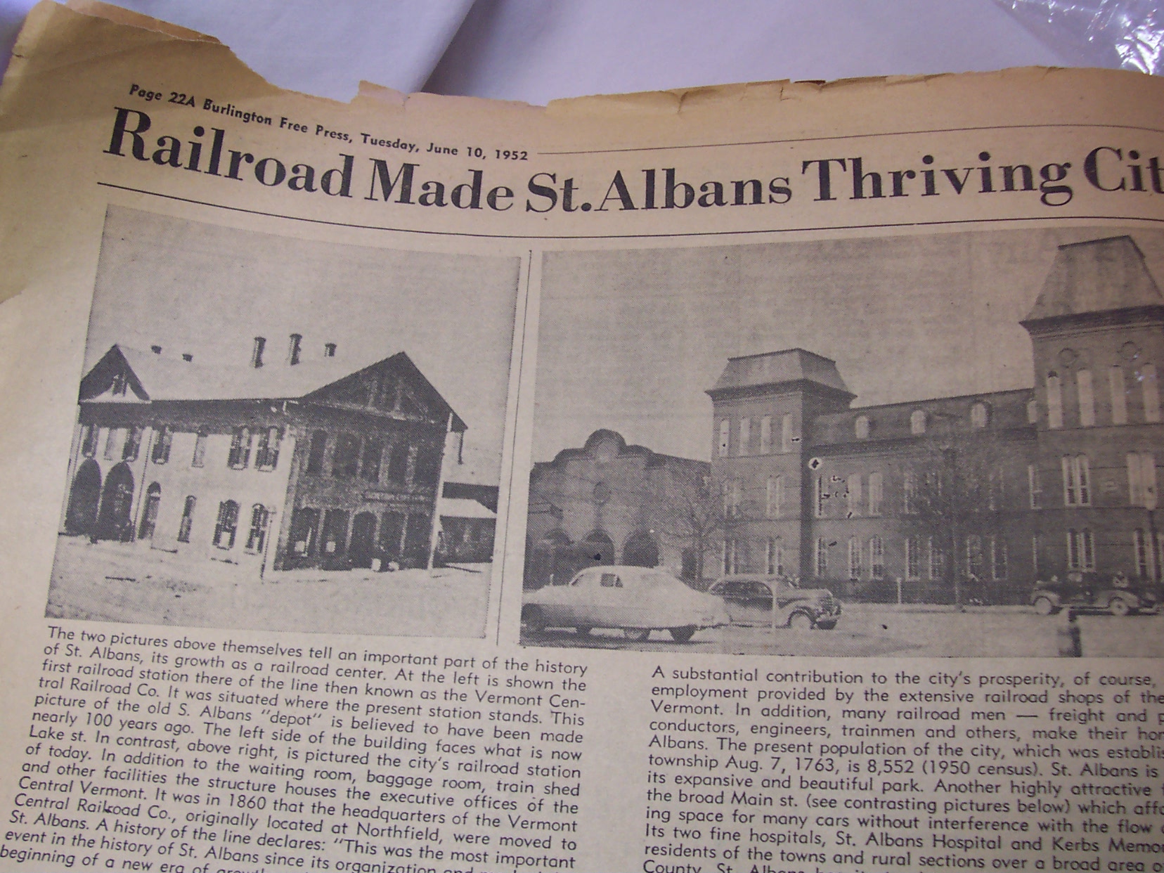 Newspaper 1952,Burlington Free Press 125th An