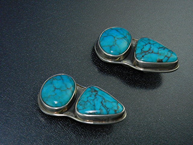 Navajo Turquoise and Sterling Silver Clip Earring