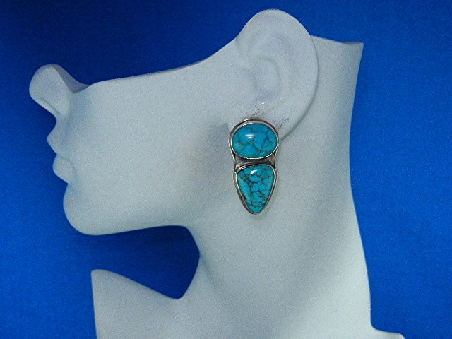 Navajo Turquoise and Sterling Silver Clip Earring