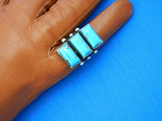 Navajo Sterling Silver Gary G Kingman Turquoise Ring