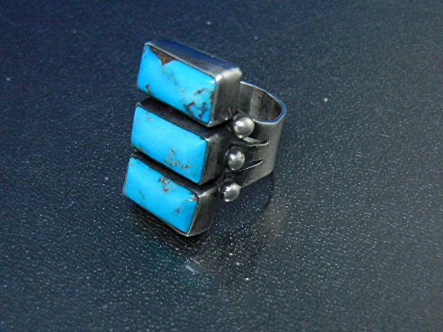 Navajo Sterling Silver Gary G Kingman Turquoise Ring