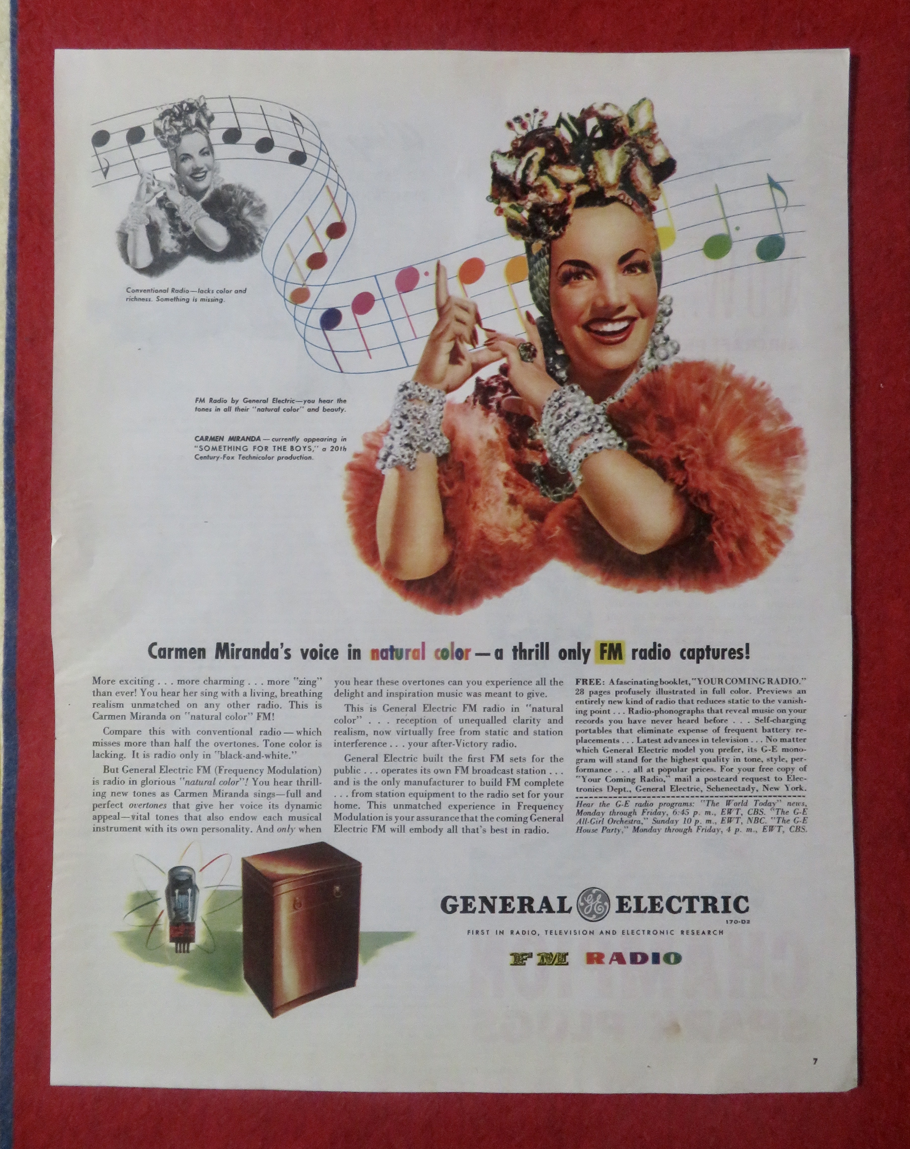 1945 General Electric FM Radio with Carmen Miranda