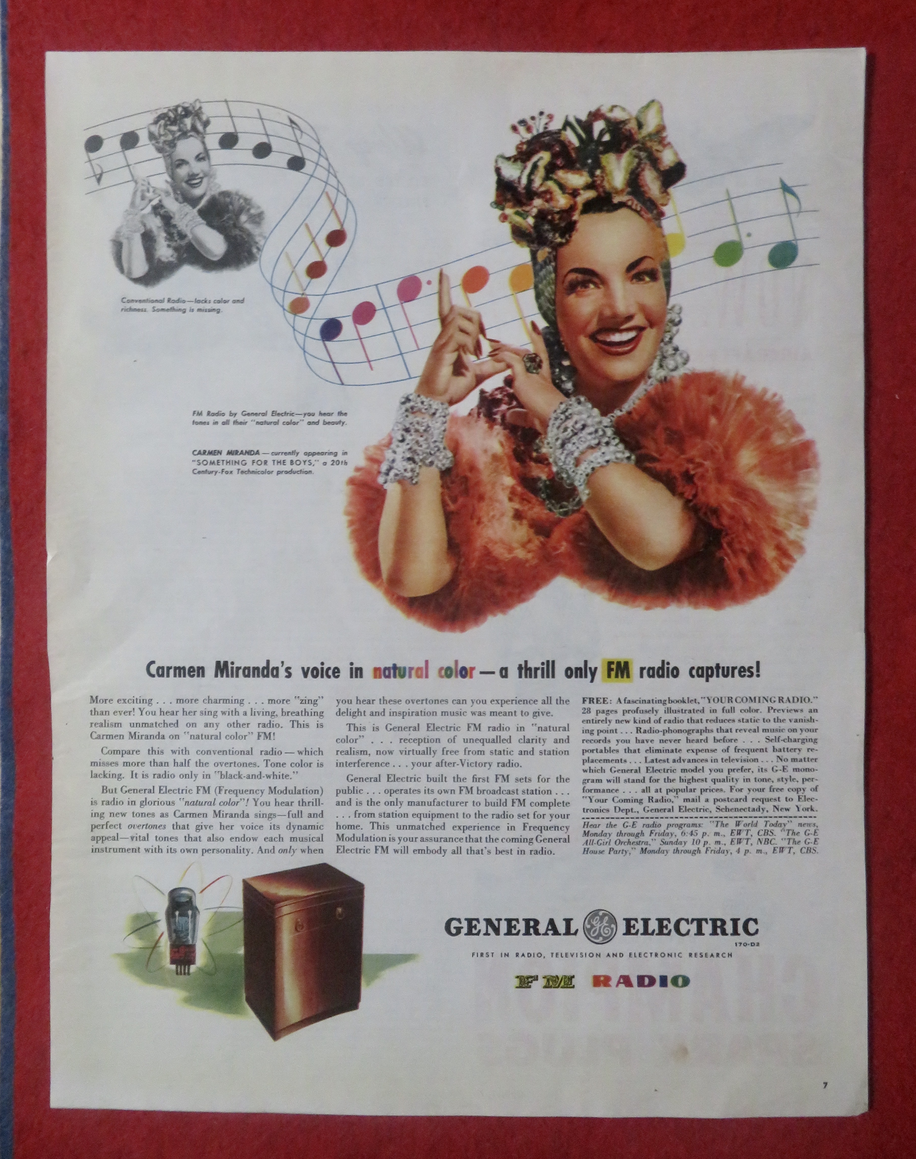 1945 General Electric FM Radio with Carmen Miranda
