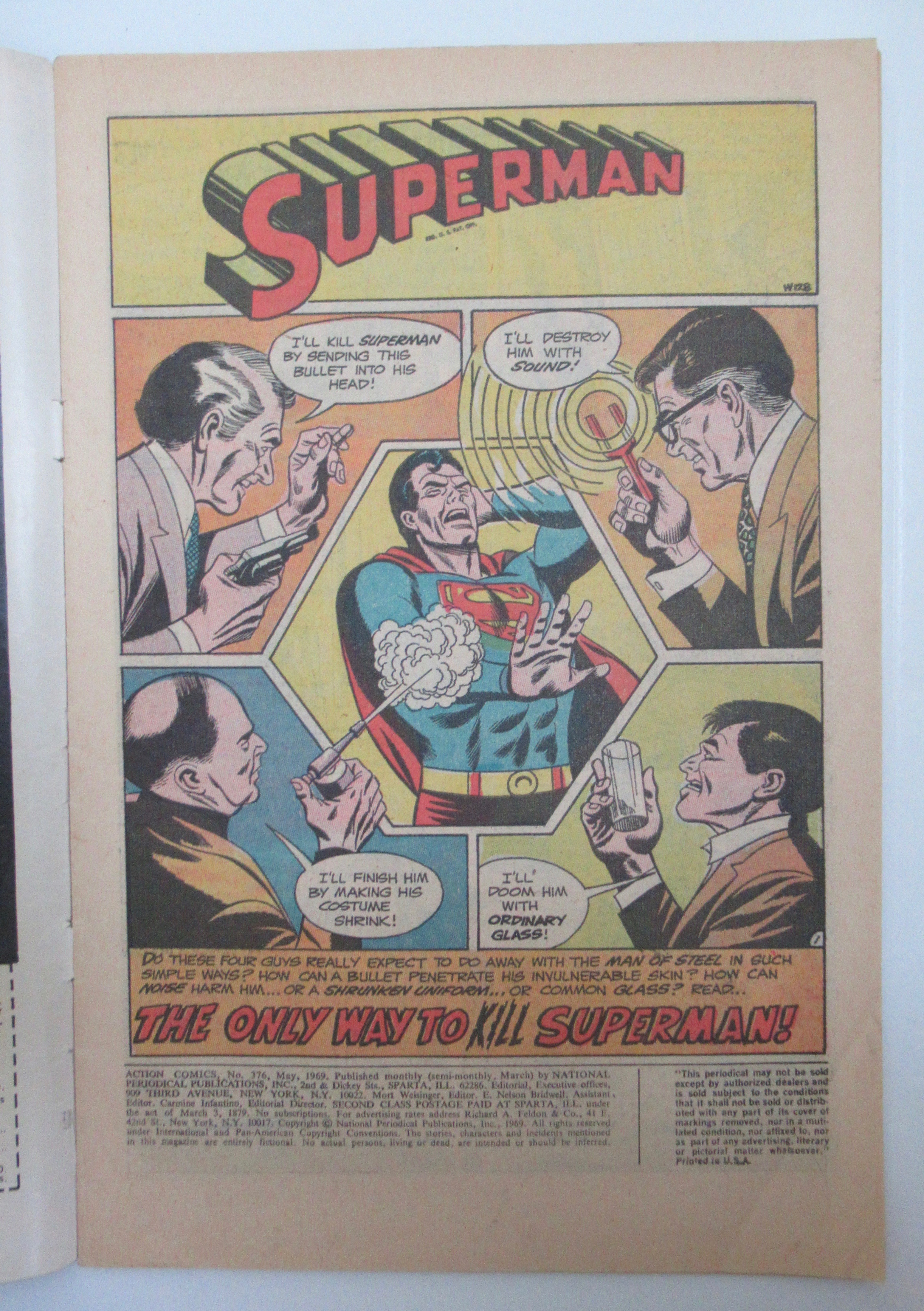 Action Comics #376 May 1969 Only Way To Kill Superman