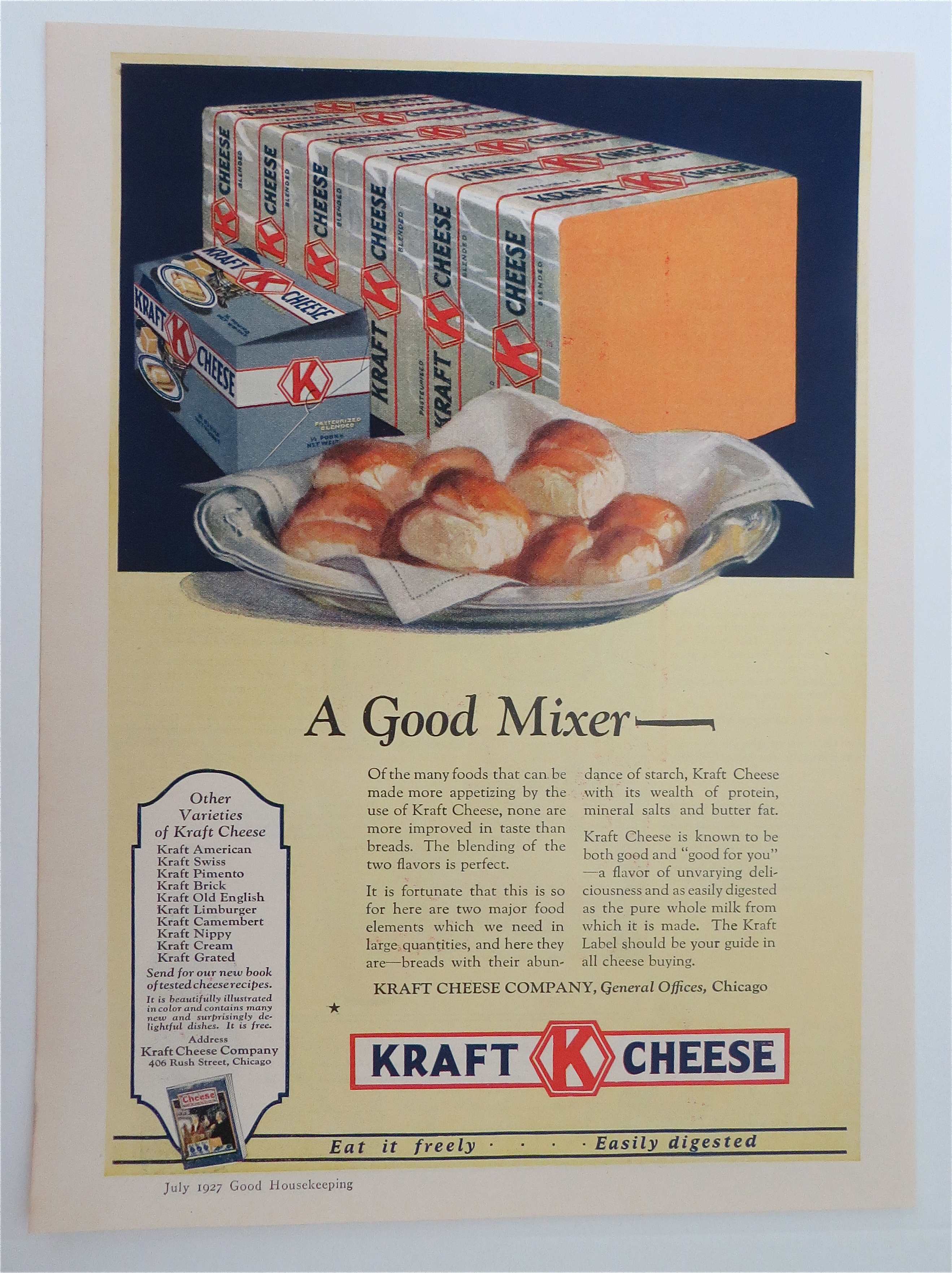 1927 Kraft Cheese with Block of Cheese with Buns
