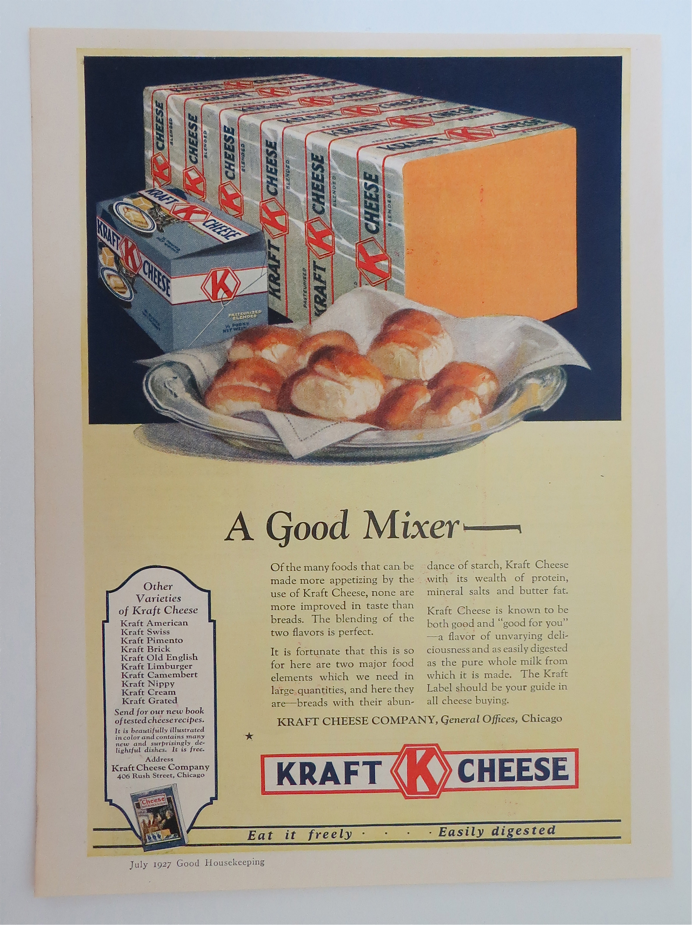 1927 Kraft Cheese with Block of Cheese with Buns