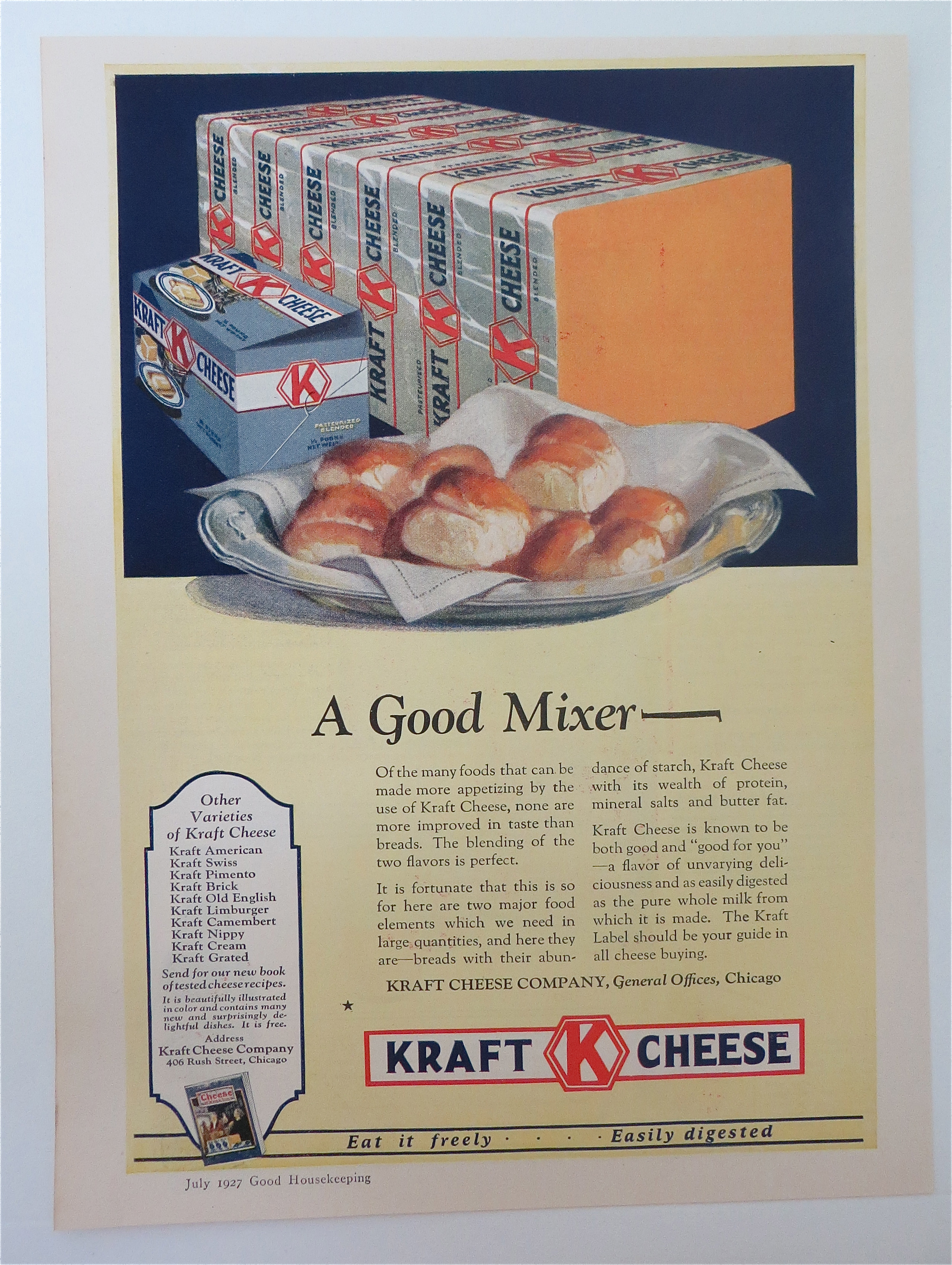 1927 Kraft Cheese with Block of Cheese with Buns