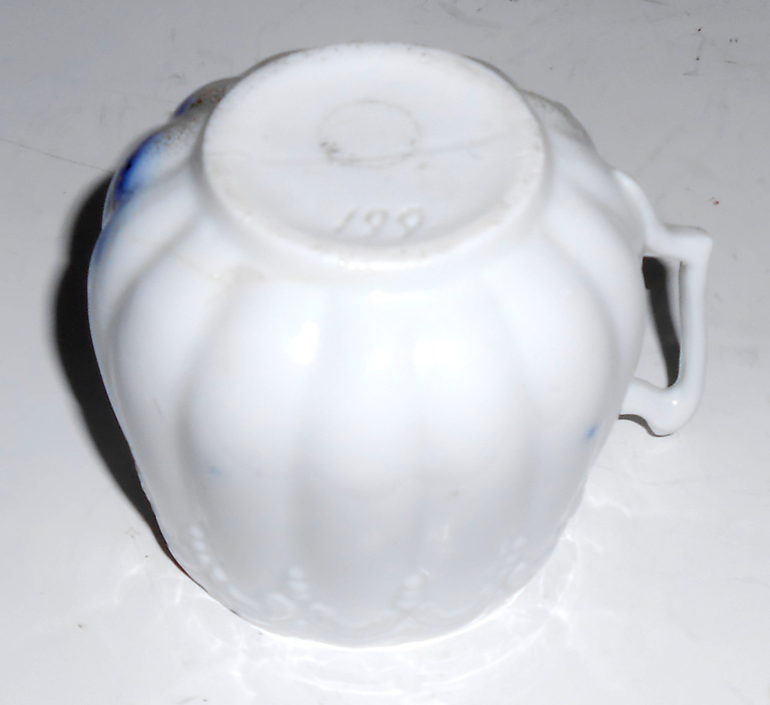 Flow Blue China Demitasse Cup Windmill W/Gold