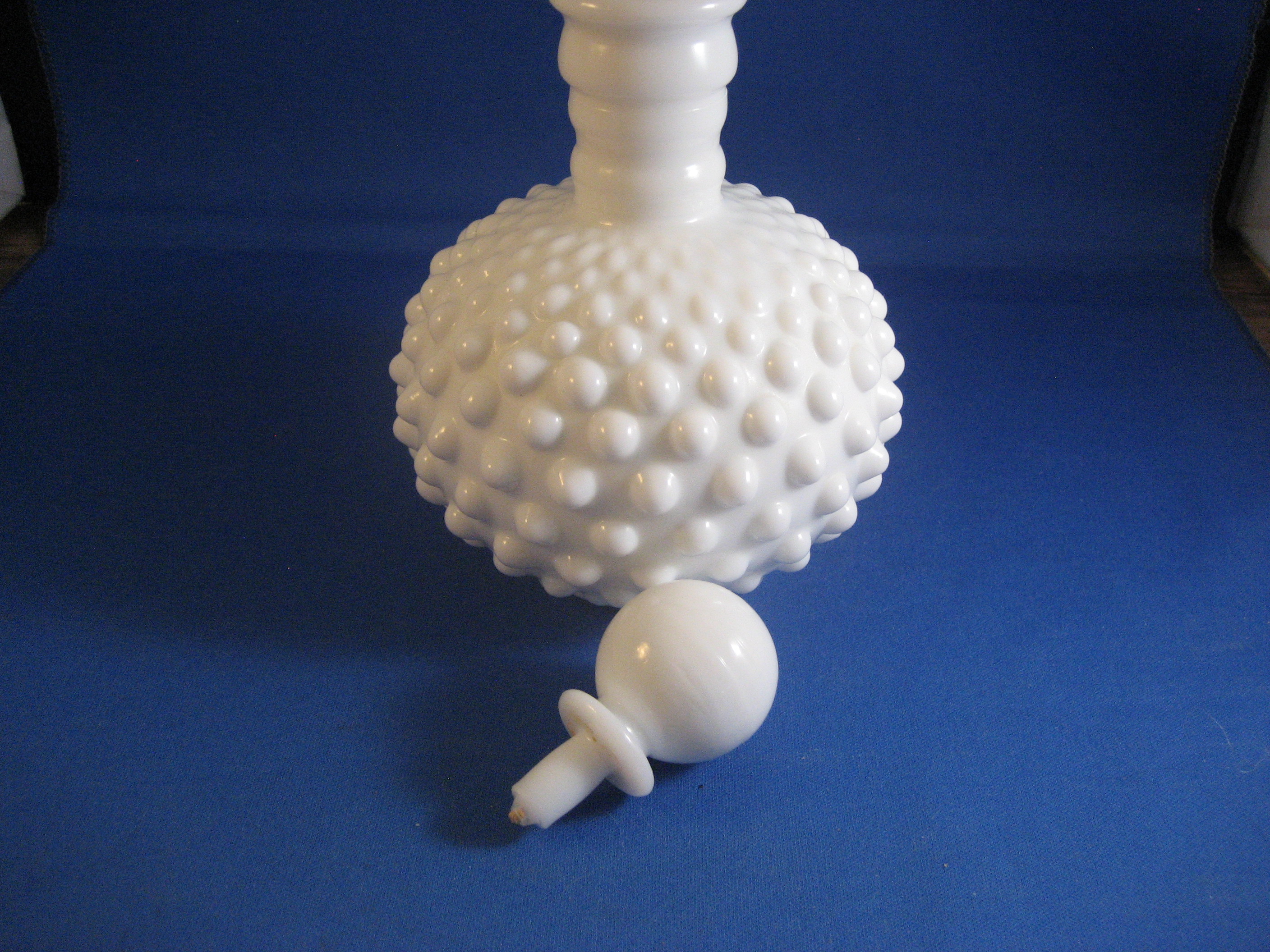 Fenton Milk Glass Hob Nail Bottle