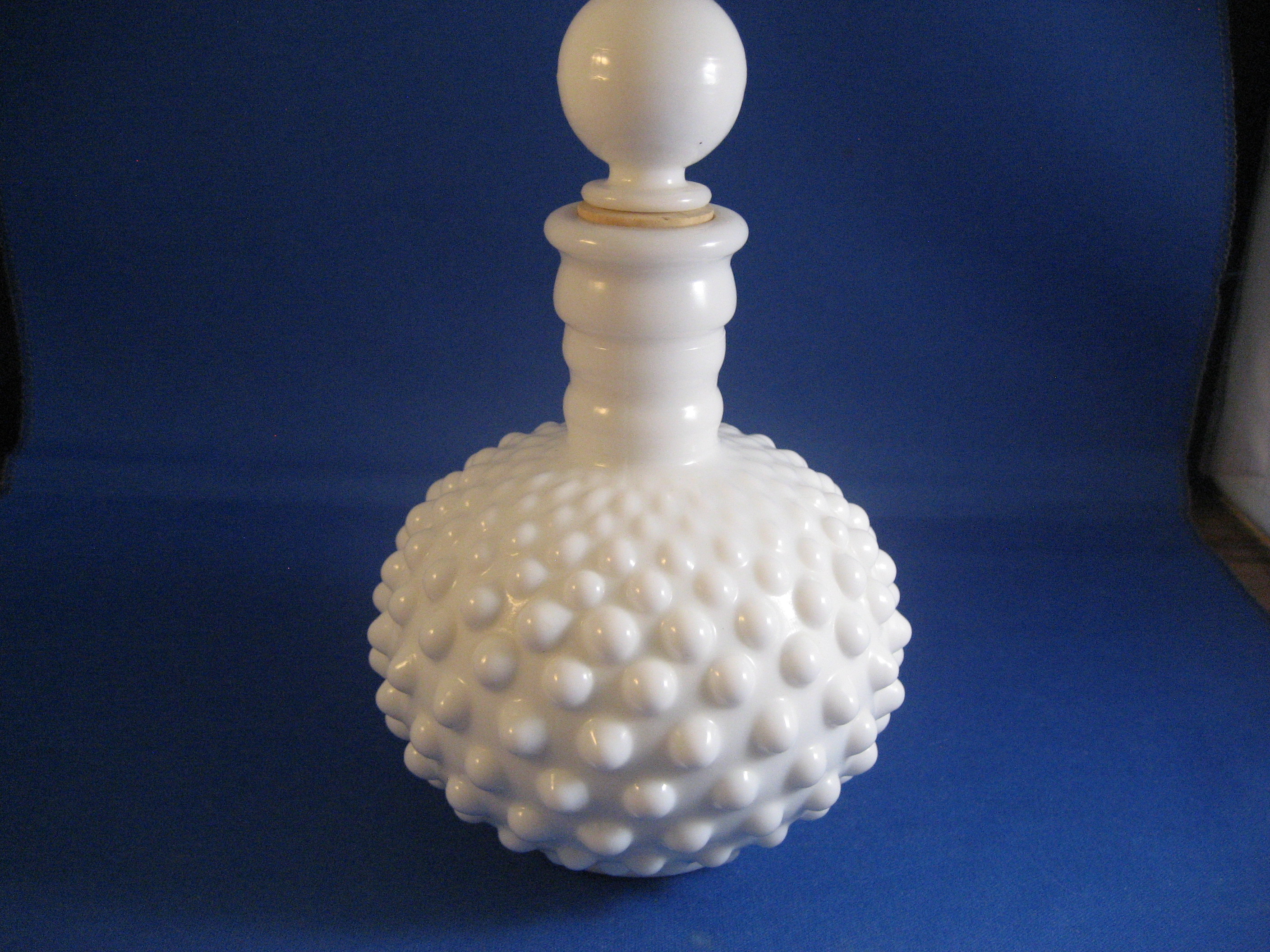 Fenton Milk Glass Hob Nail Bottle