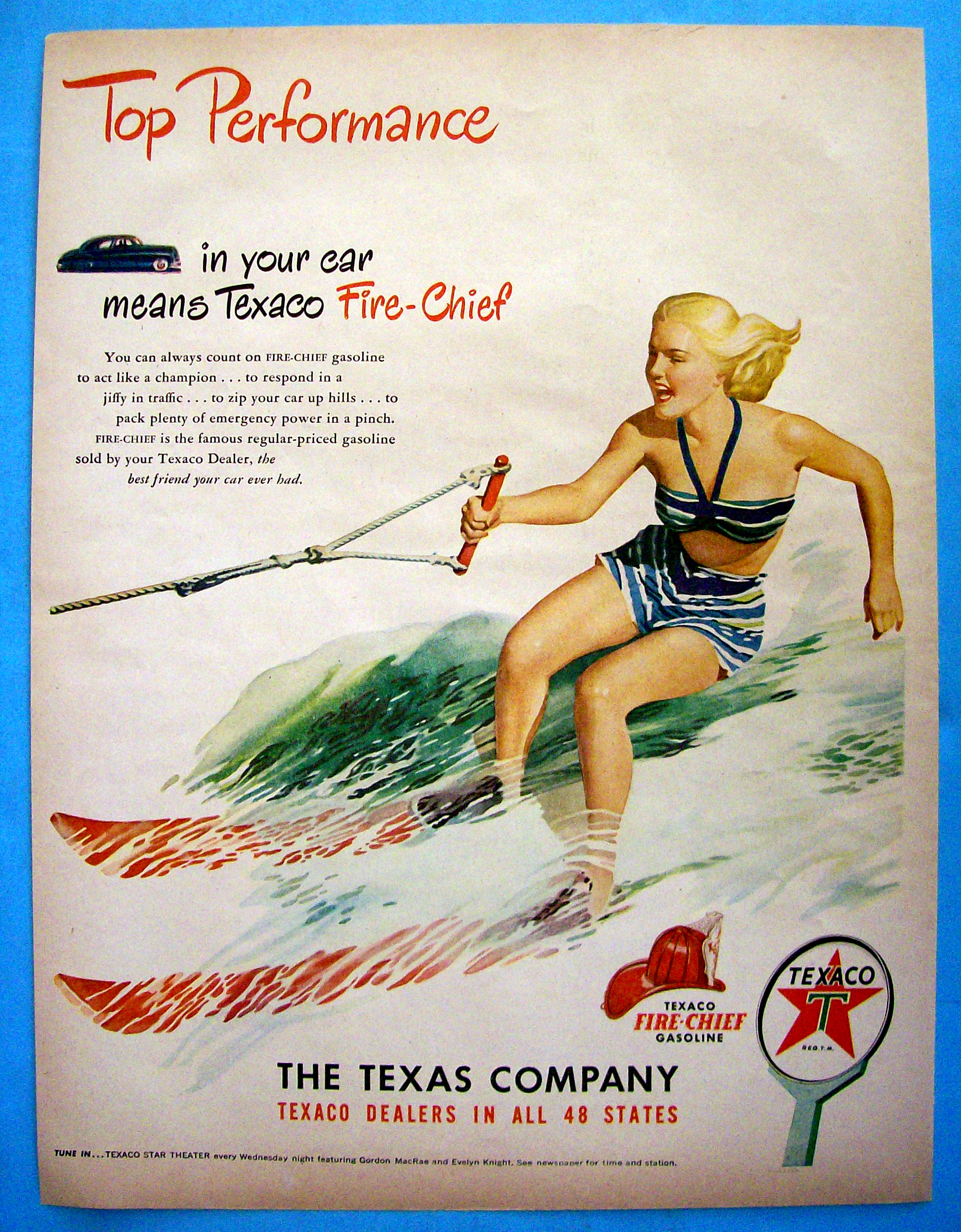 1948 Texaco Dealers with Woman Water Skiing