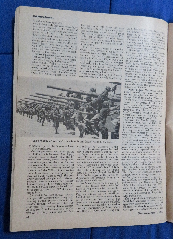 Newsweek Magazine June 5, 1967 The Arabs vs. Israel