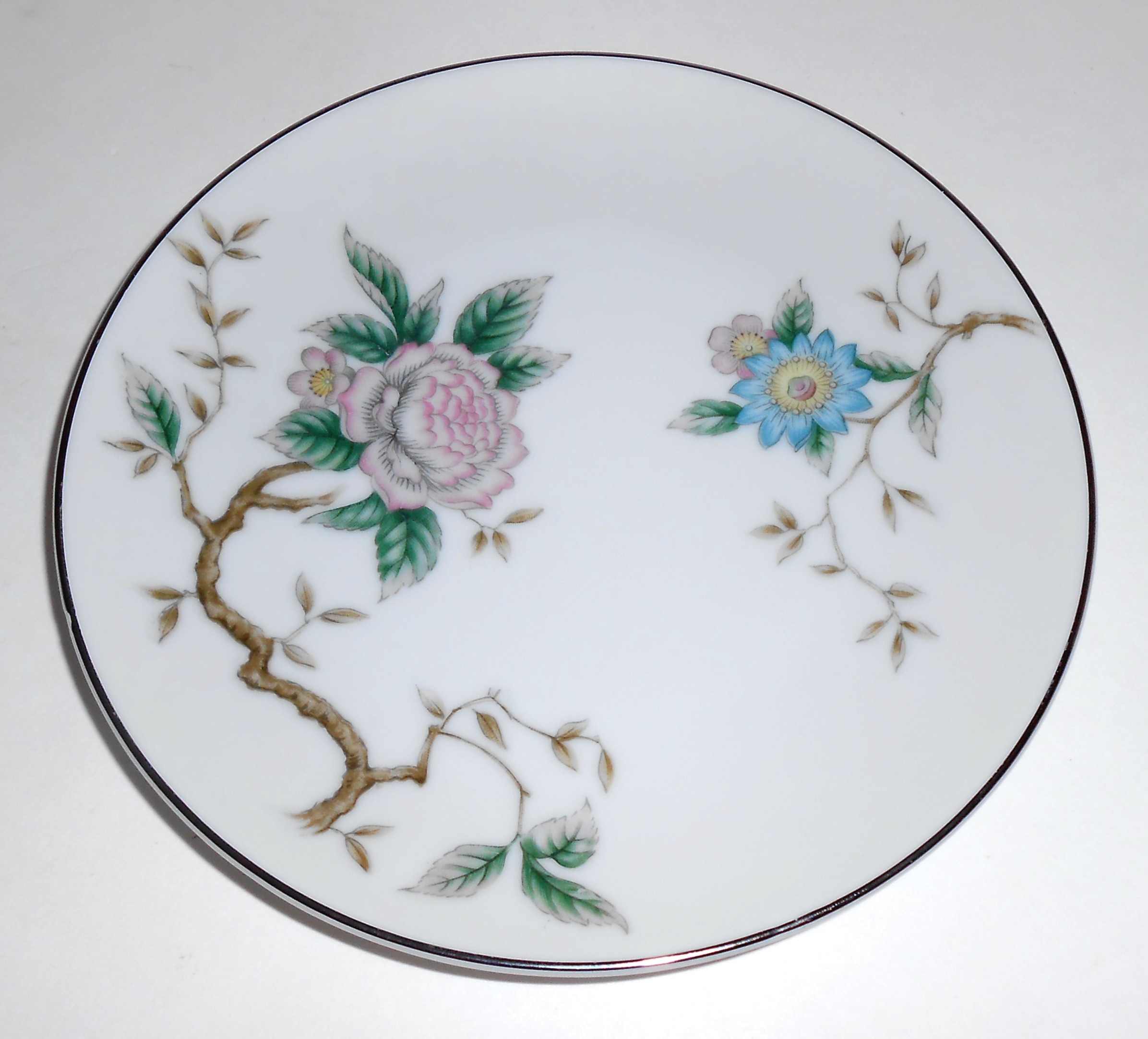 DW Fine Japan Porcelain China Floral Tree Bread Plate