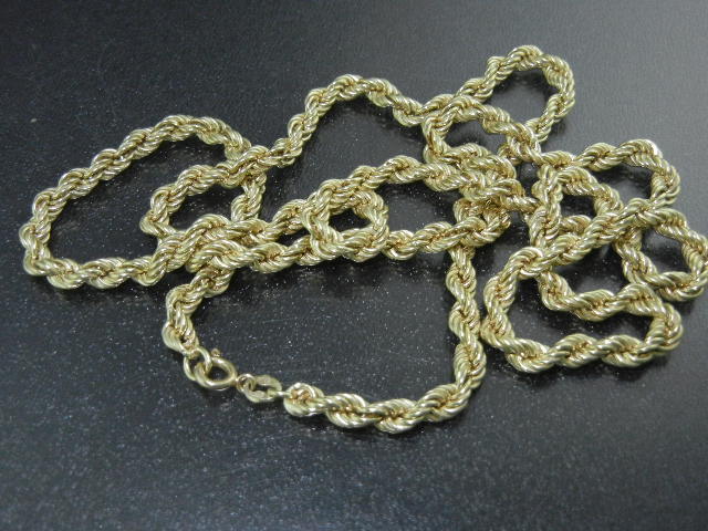 14K Gold Rope Chain 26 Inch 14 Grams Necklace