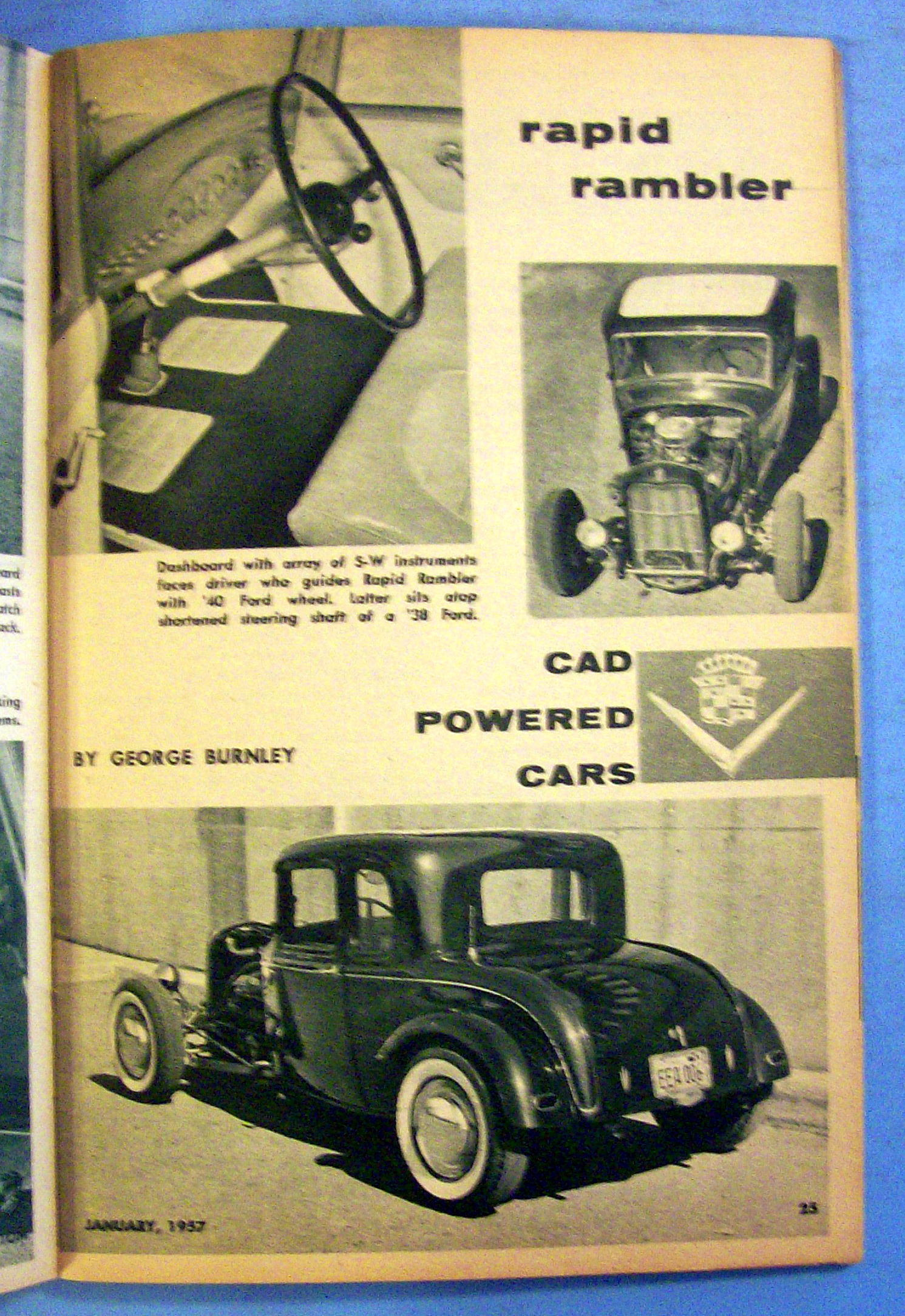 Rod & Custom January 1957 Cad-Powered Cars