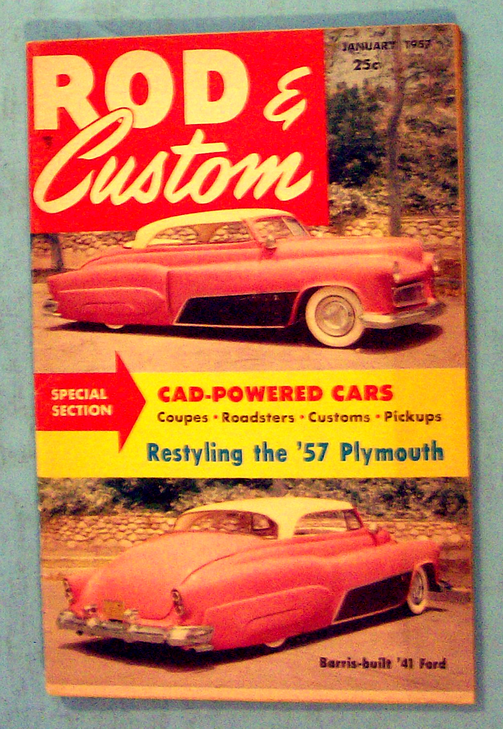 Rod & Custom January 1957 Cad-Powered Cars
