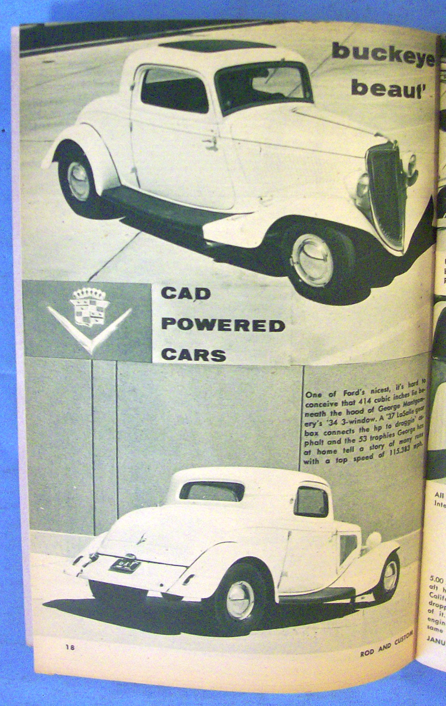 Rod & Custom January 1957 Cad-Powered Cars