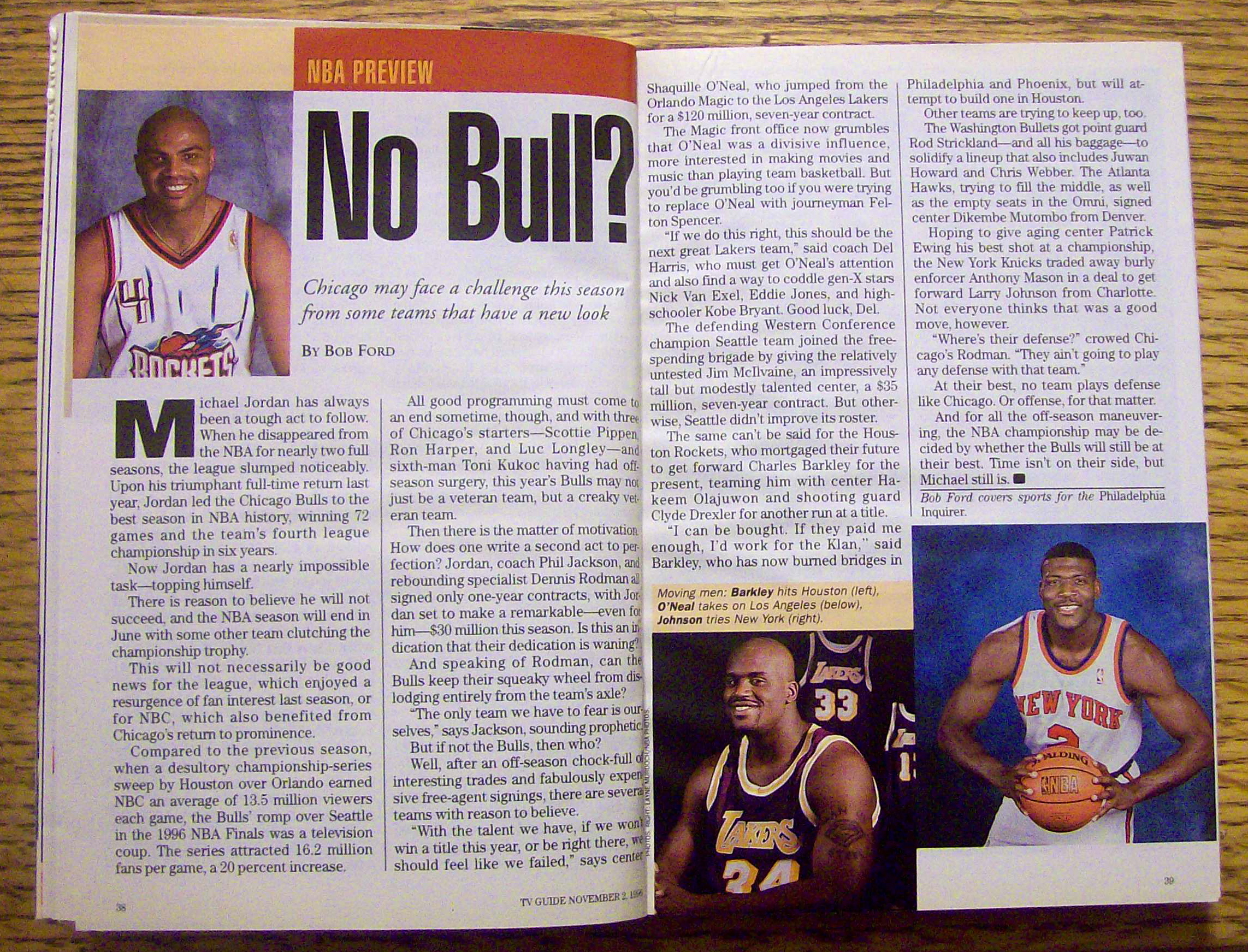 TV Guide November 2-8, 1996 Michael Jordan (Air Waves)