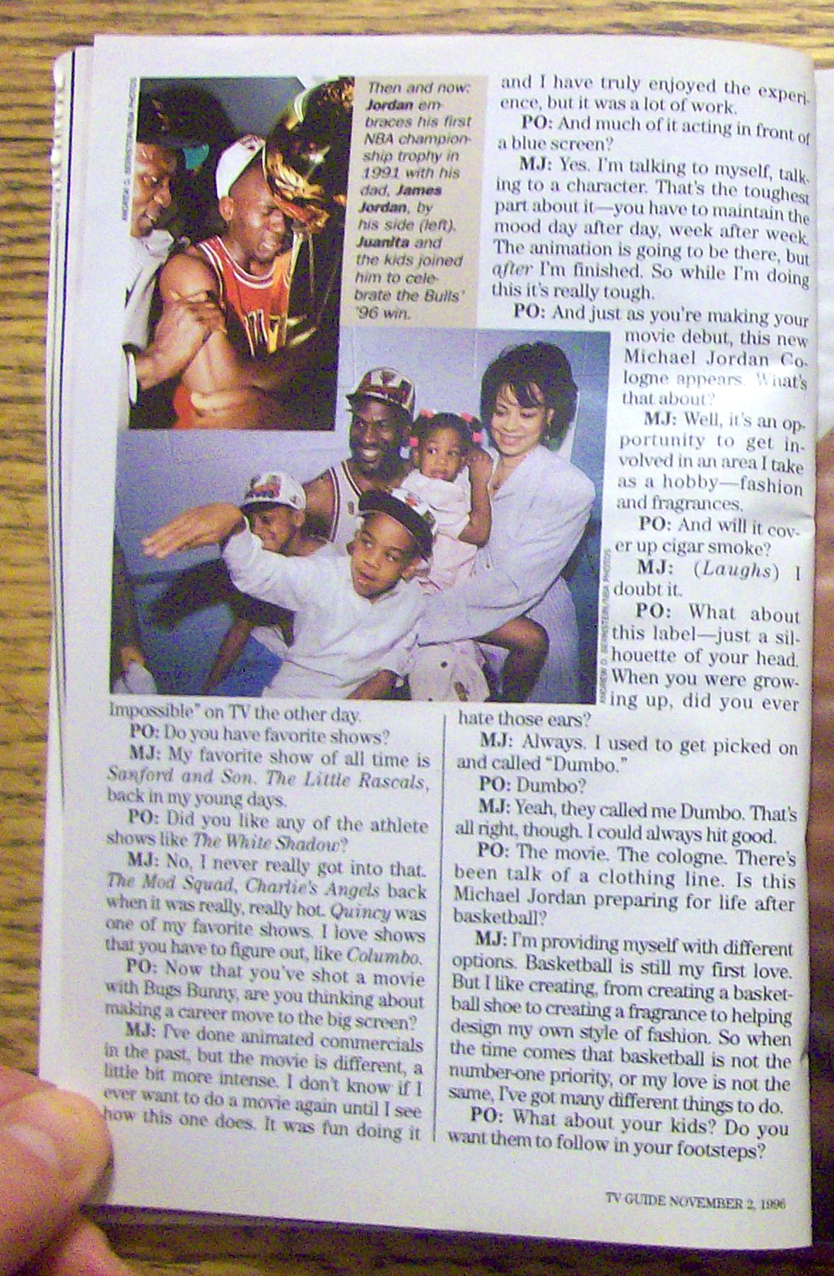 TV Guide November 2-8, 1996 Michael Jordan (Air Waves)