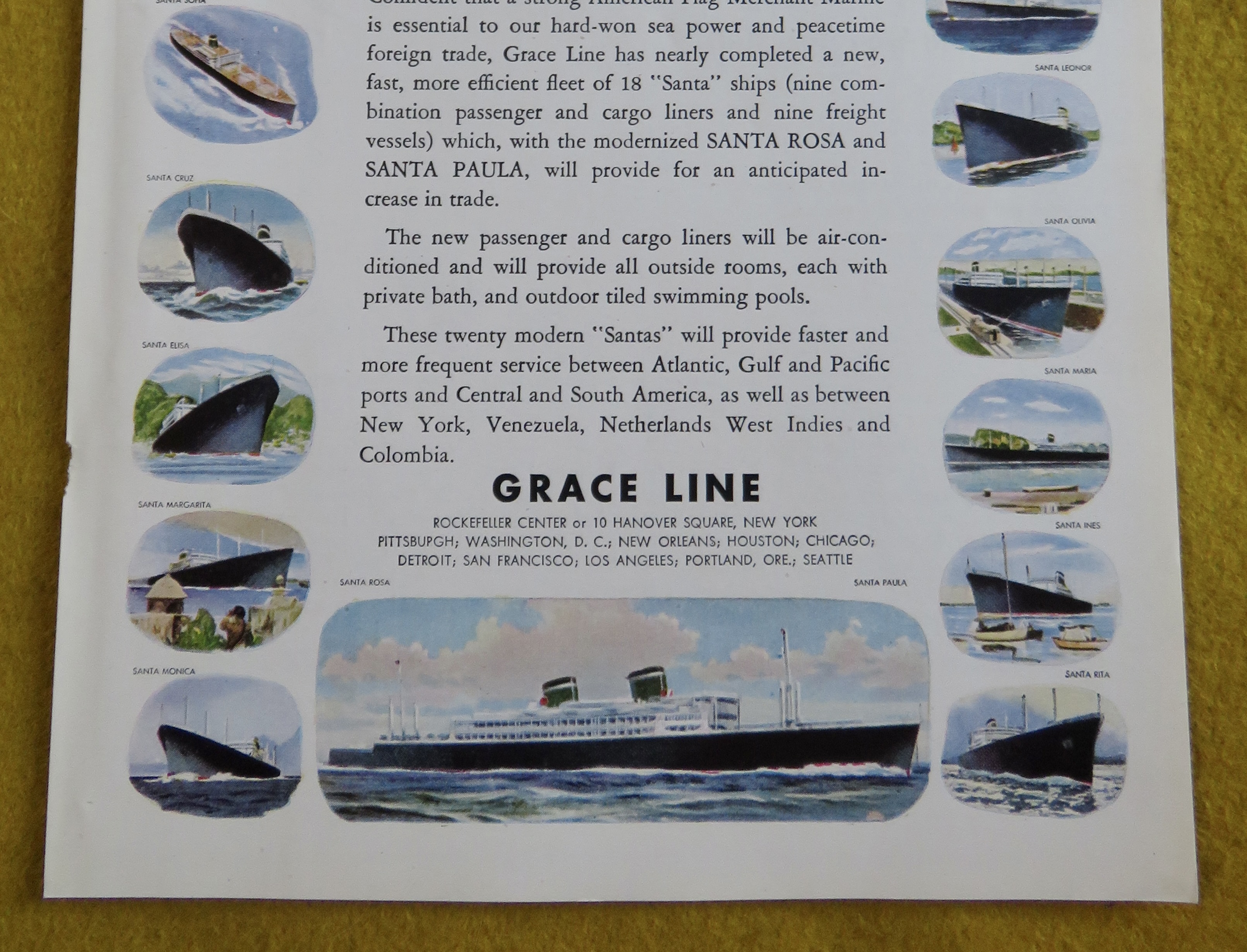 1946 Grace Line with New Fleet Of 20 Santa Ships