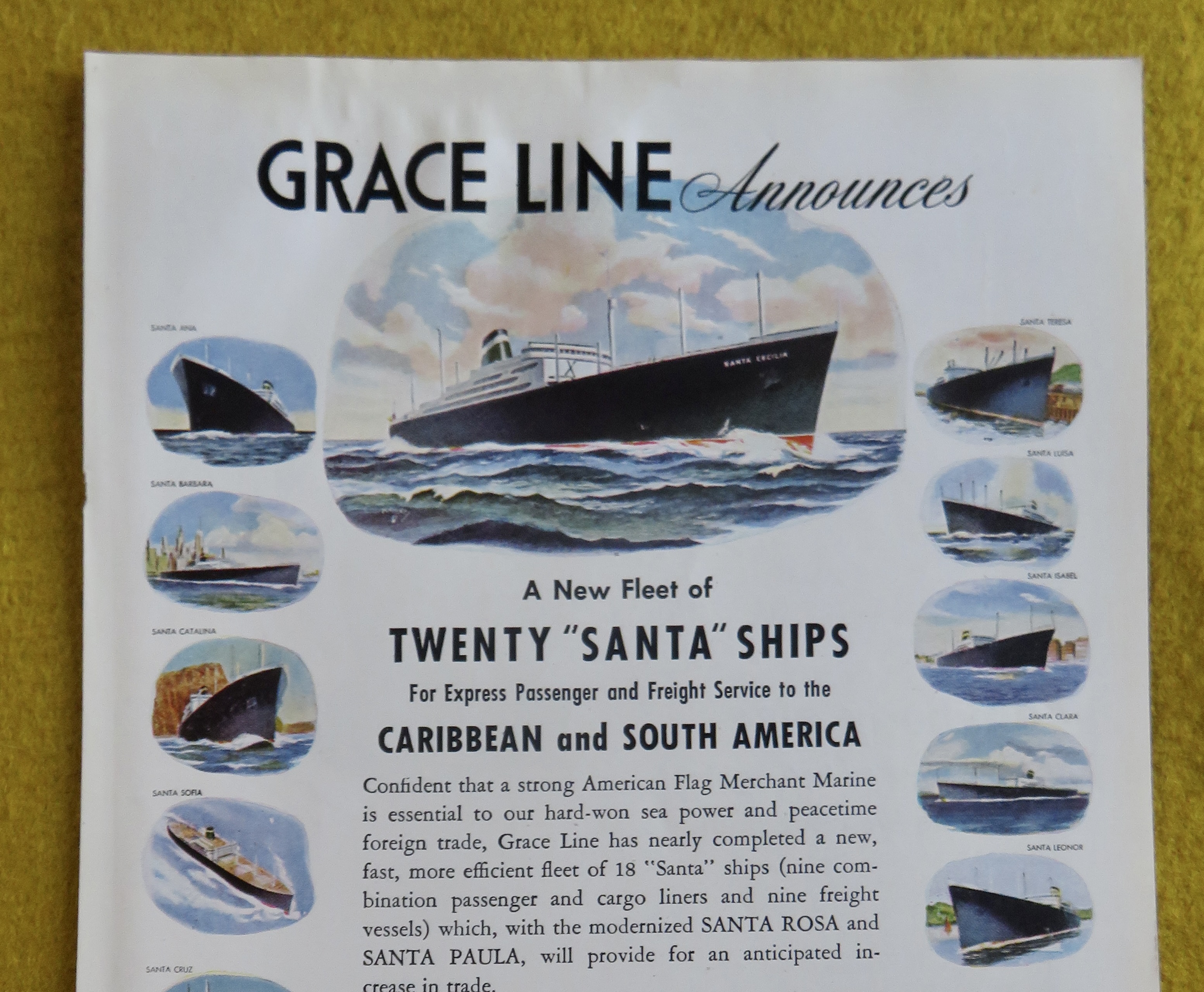 1946 Grace Line with New Fleet Of 20 Santa Ships