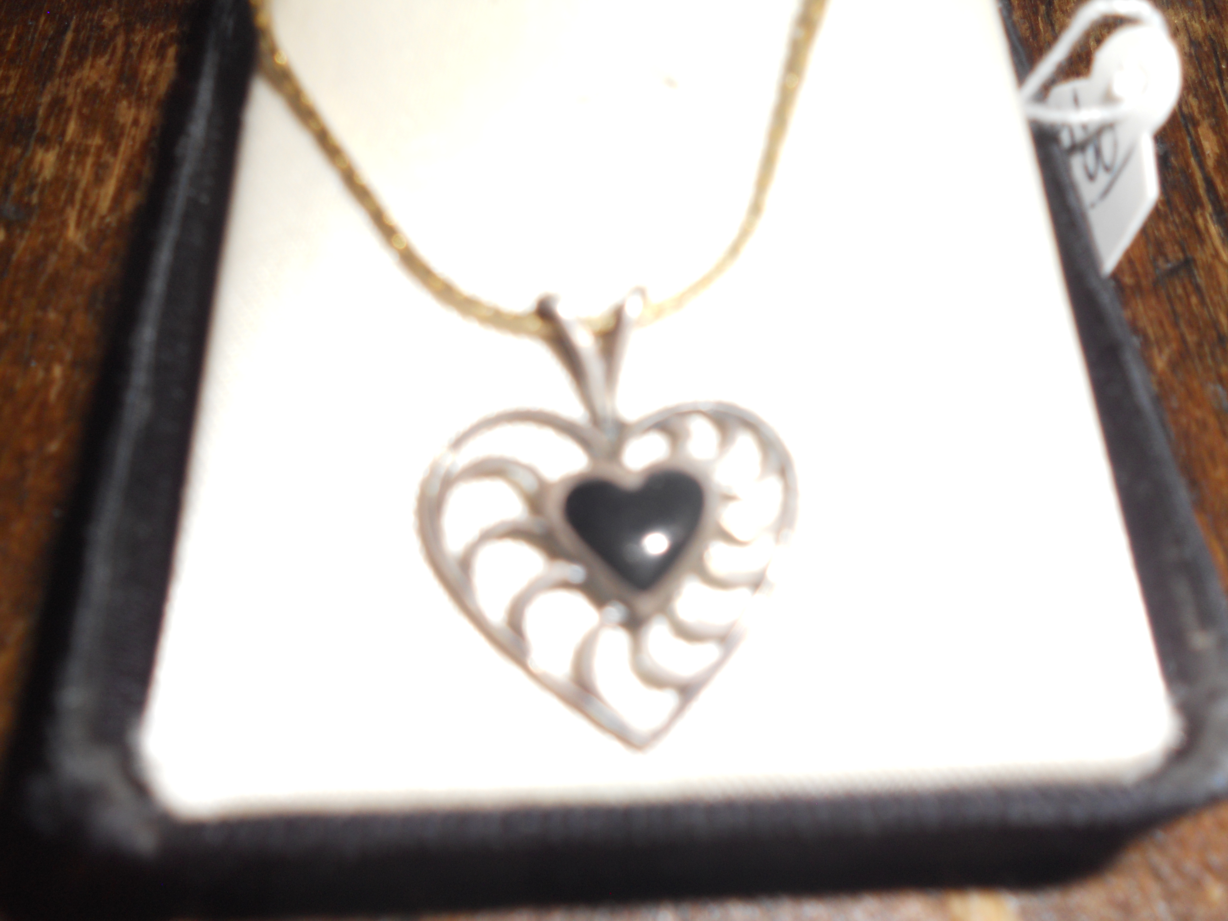 Sterling Silver Heart Necklace with Onyx