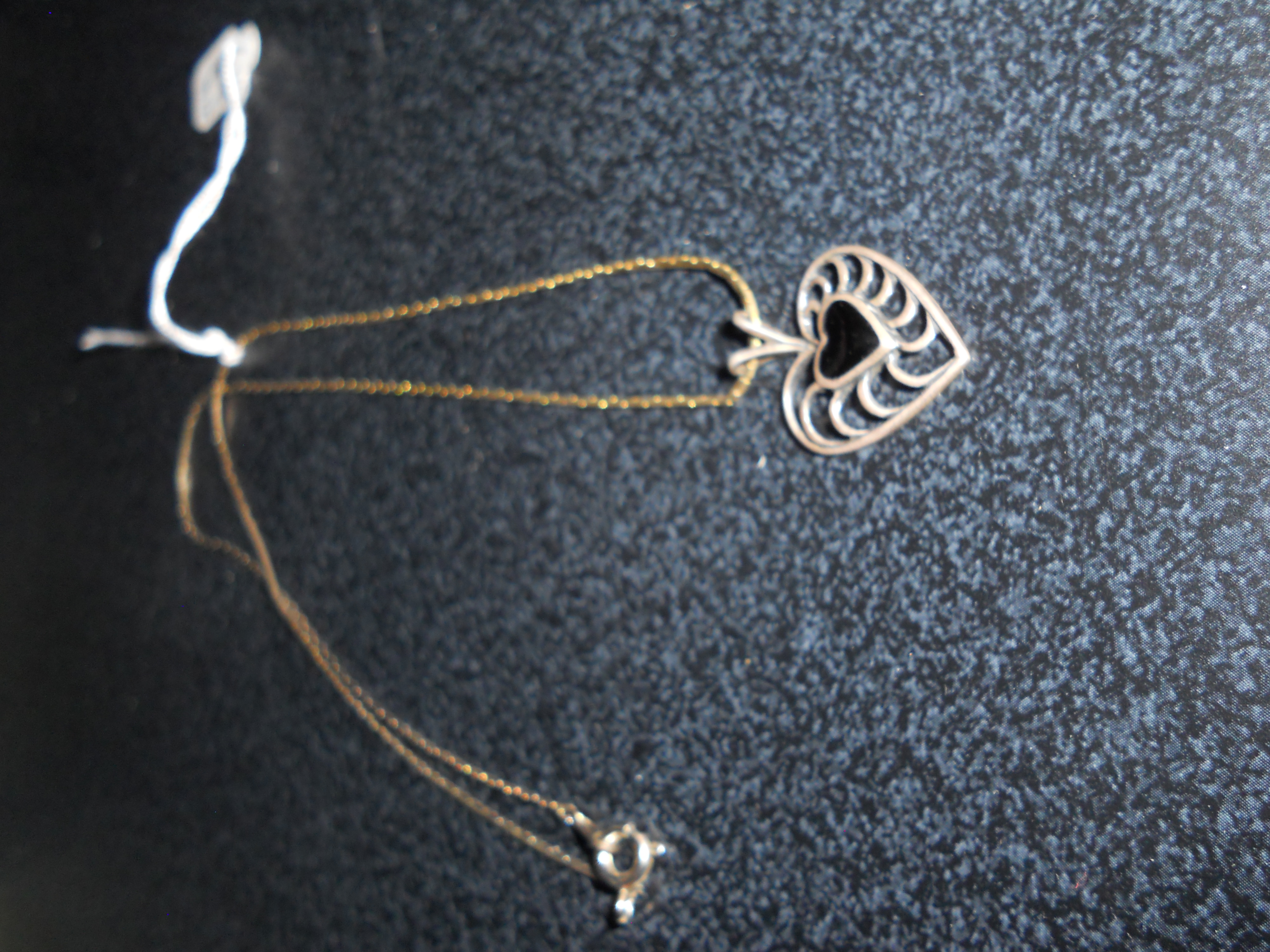 Sterling Silver Heart Necklace with Onyx