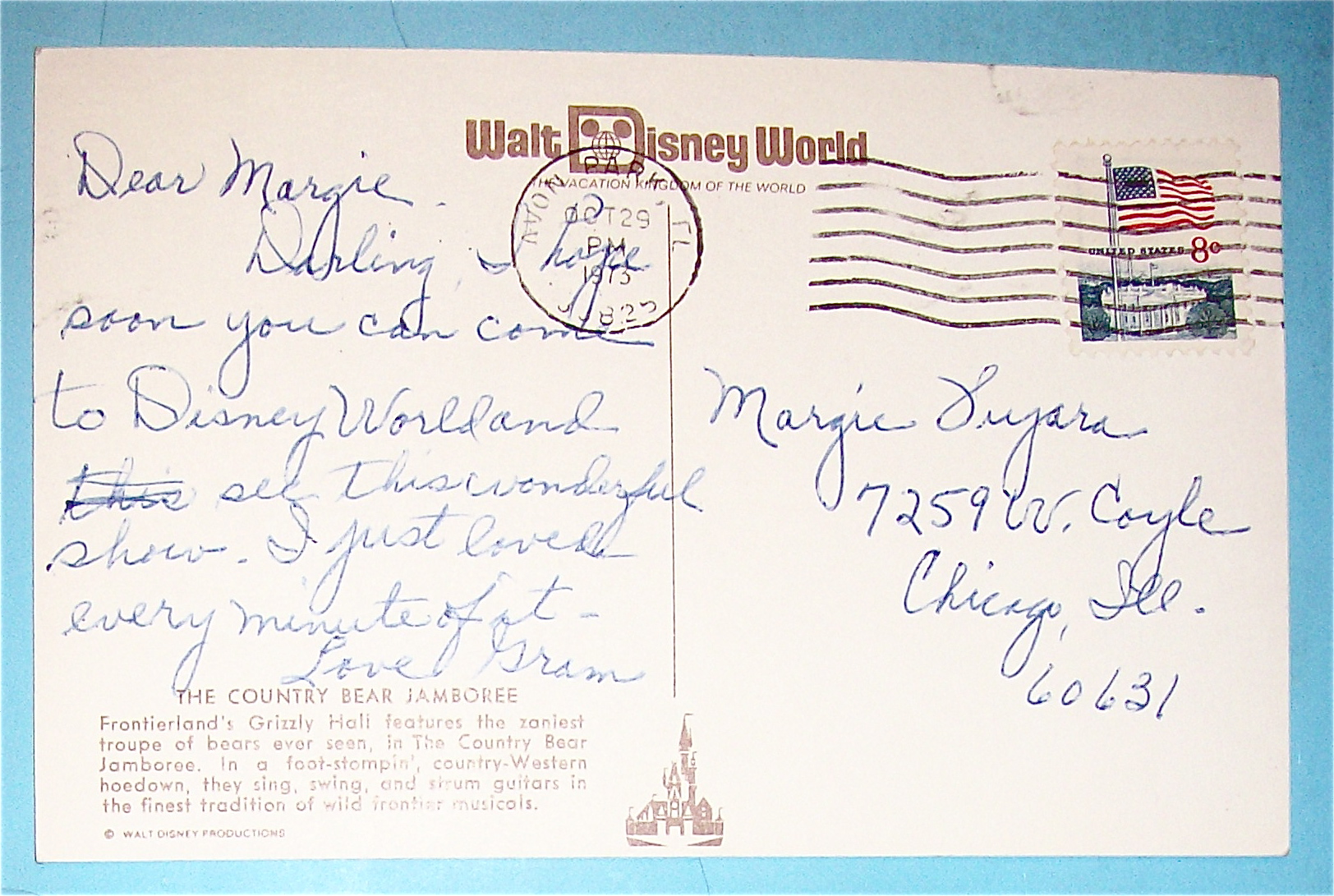 Country Bear Jamboree (Disney World) Postcard