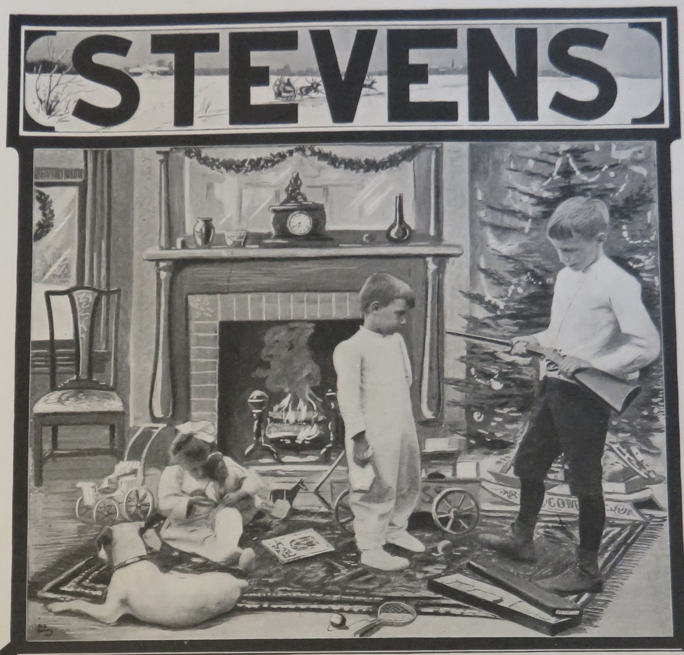 1908 J Stevens Arms & Tool Co W Boy & Gun for Christmas
