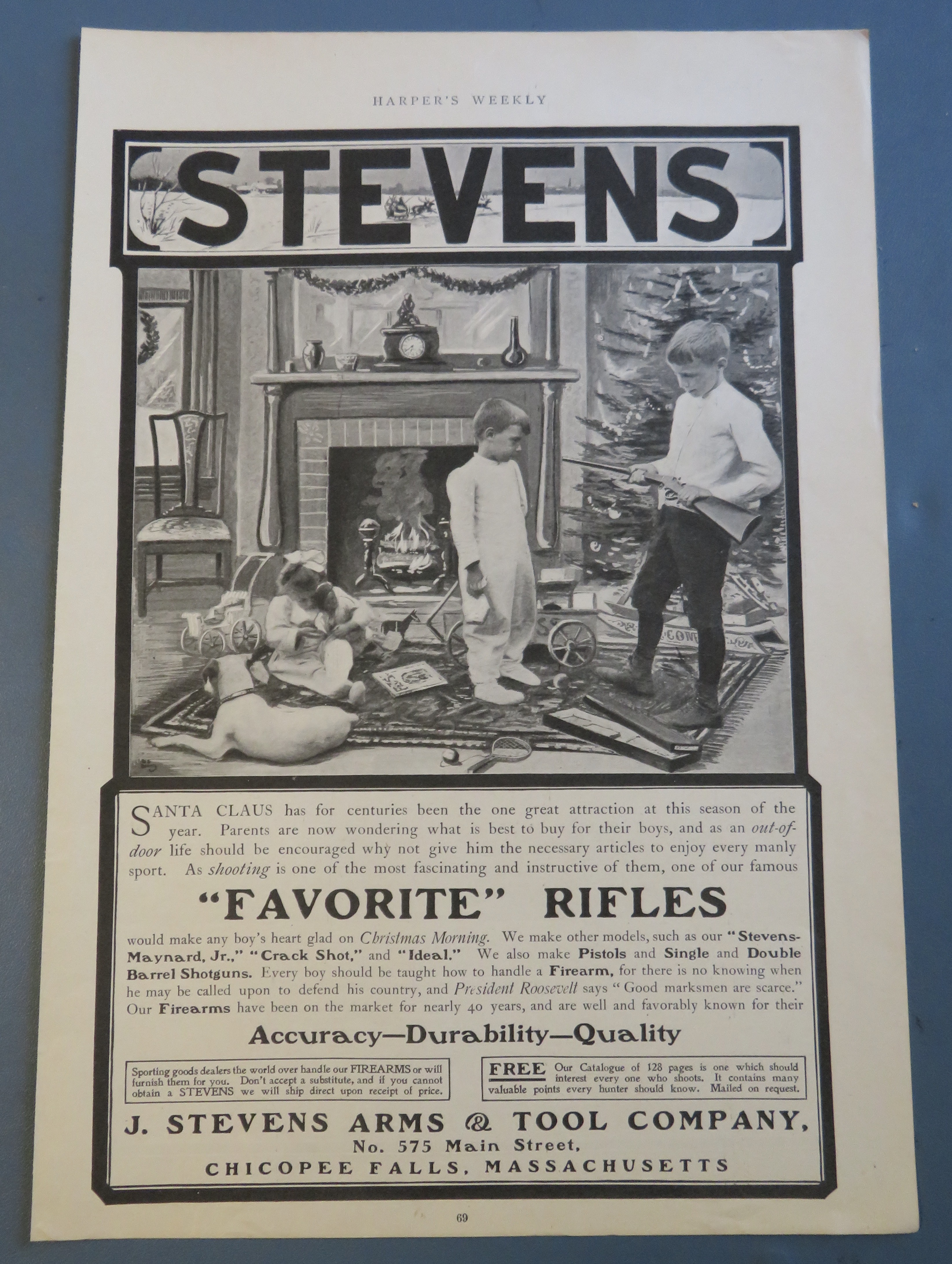 1908 J Stevens Arms & Tool Co W Boy & Gun for Christmas