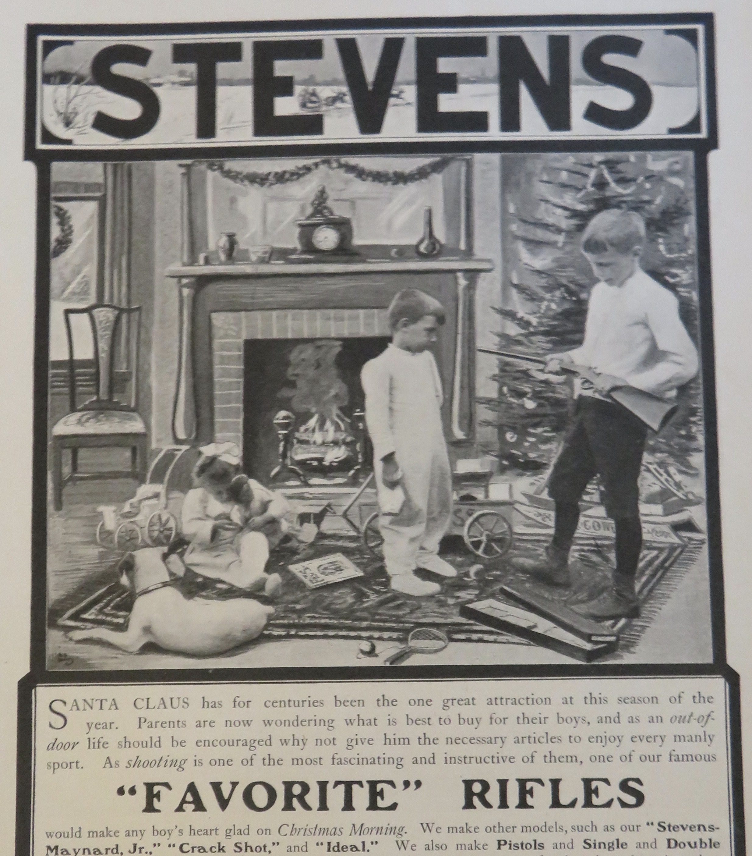 1908 J Stevens Arms & Tool Co W Boy & Gun for Christmas