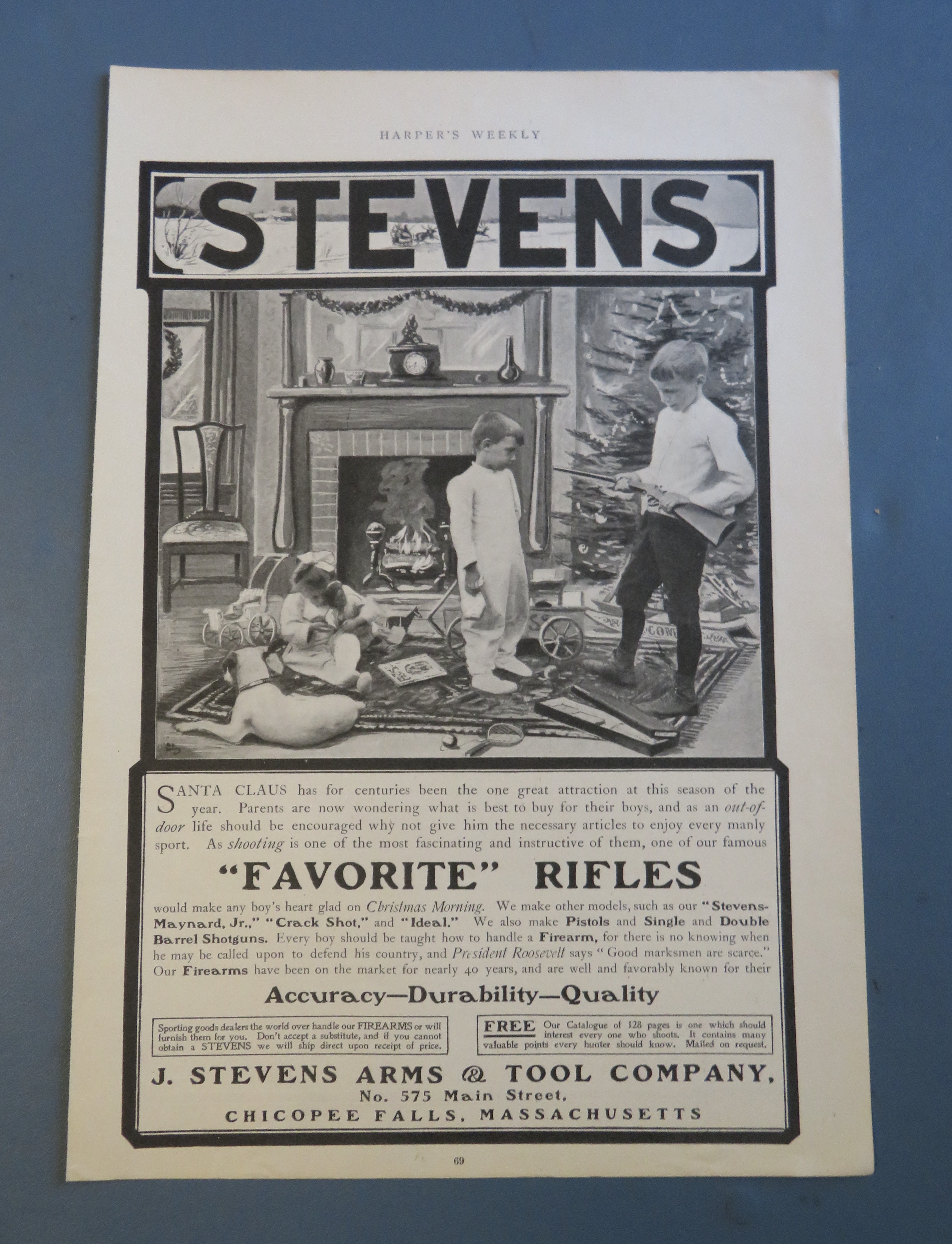 1908 J Stevens Arms & Tool Co W Boy & Gun for Christmas