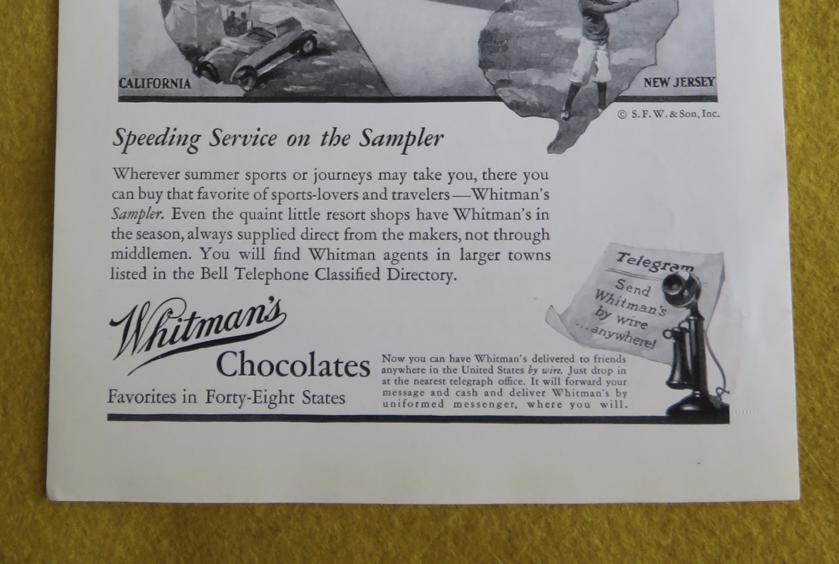 1930 Whitman's Chocolates with Speeding Service
