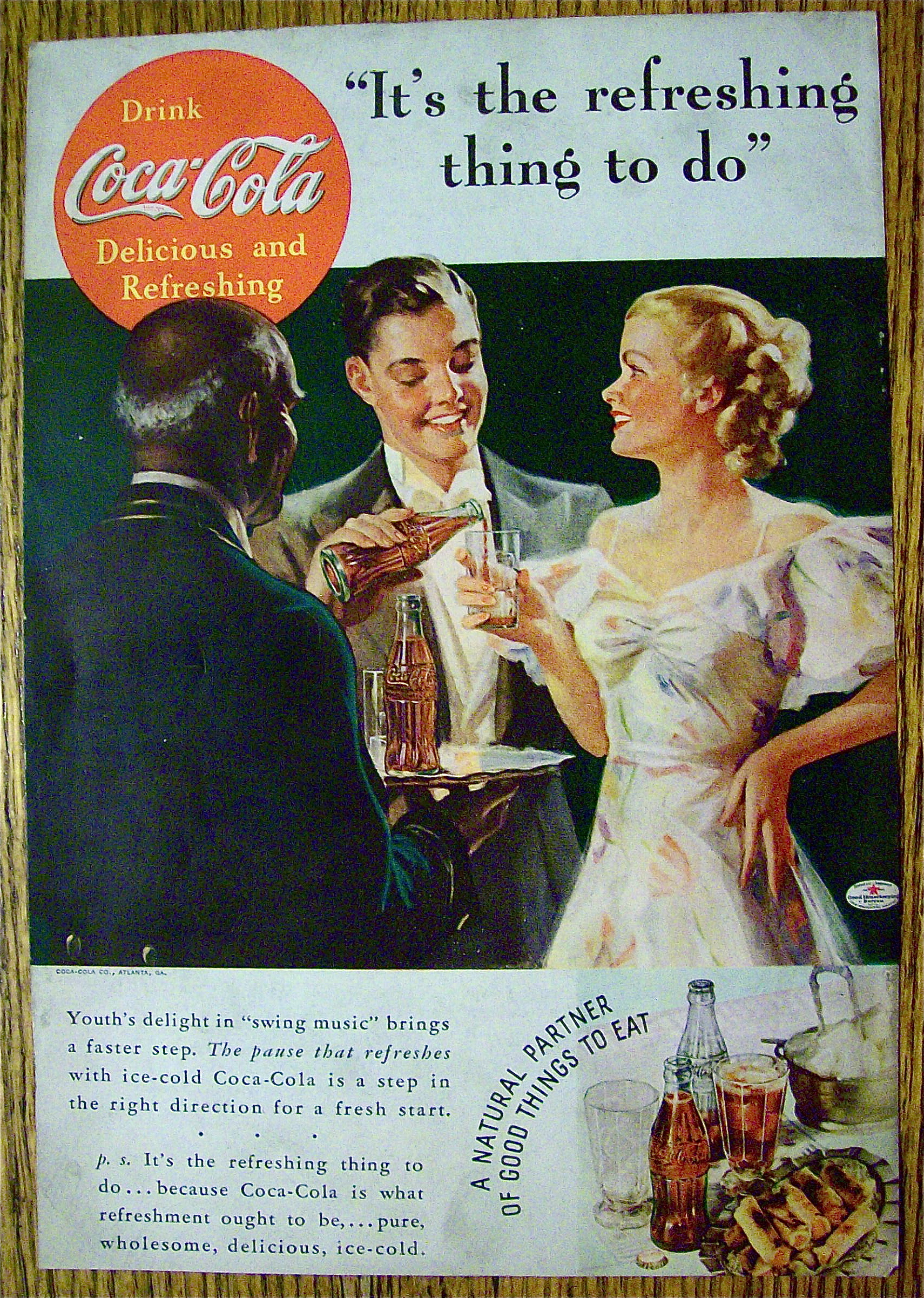 1936 Coca-Cola (Coke) with Black Waiter Serving Couple
