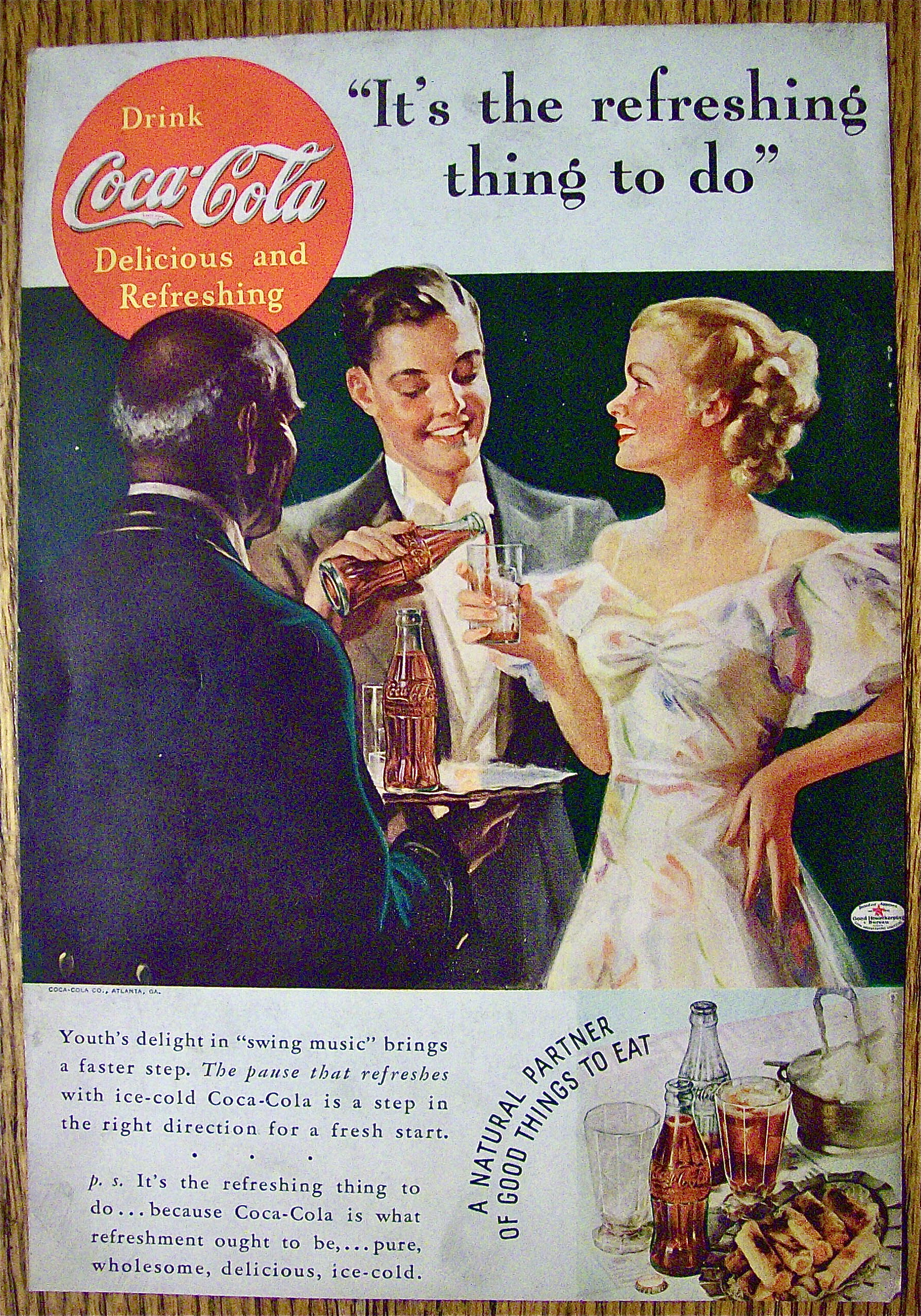 1936 Coca-Cola (Coke) with Black Waiter Serving Couple