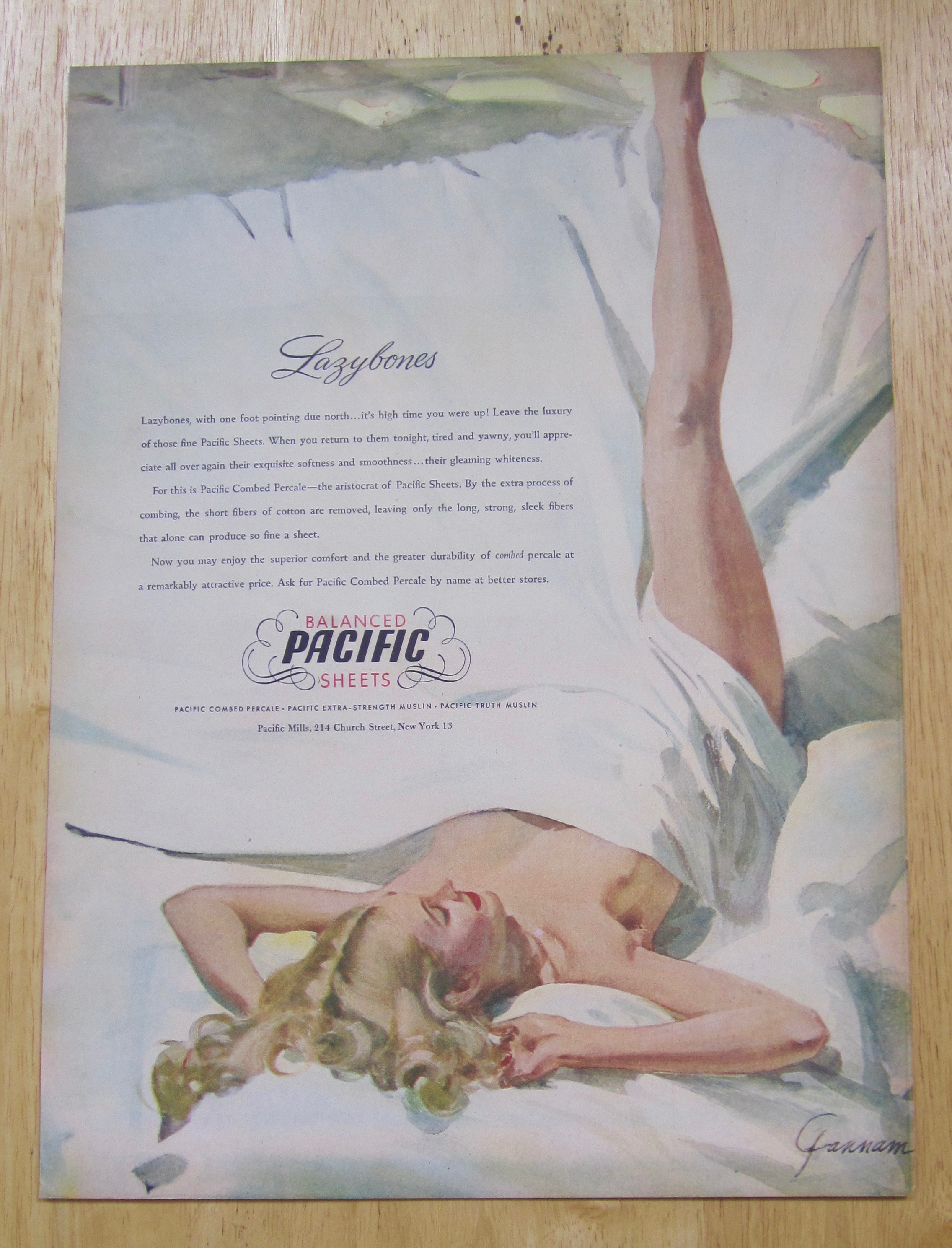 1947 Pacific Balanced Sheets w/ Woman Wrapped in Sheet