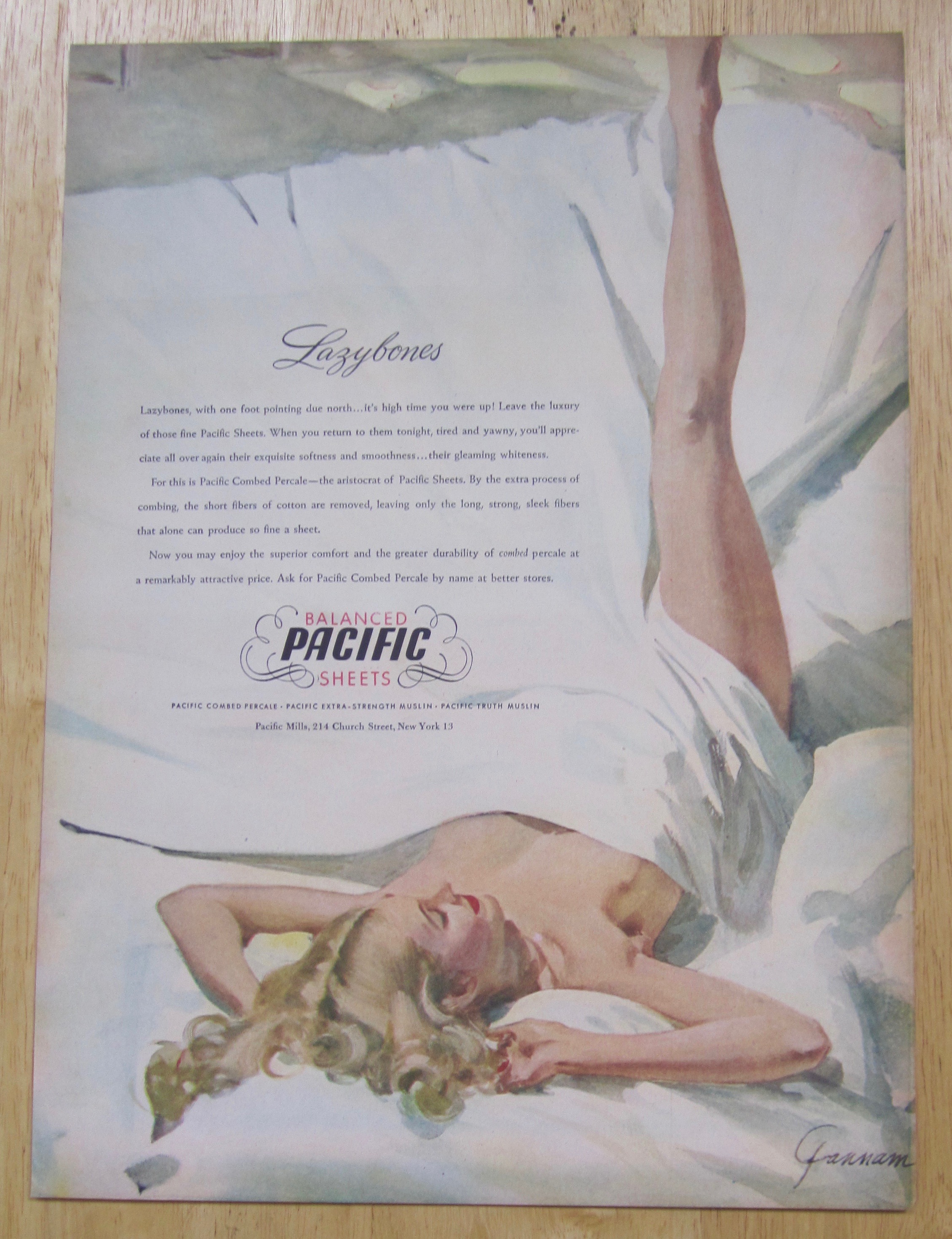 1947 Pacific Balanced Sheets w/ Woman Wrapped in Sheet