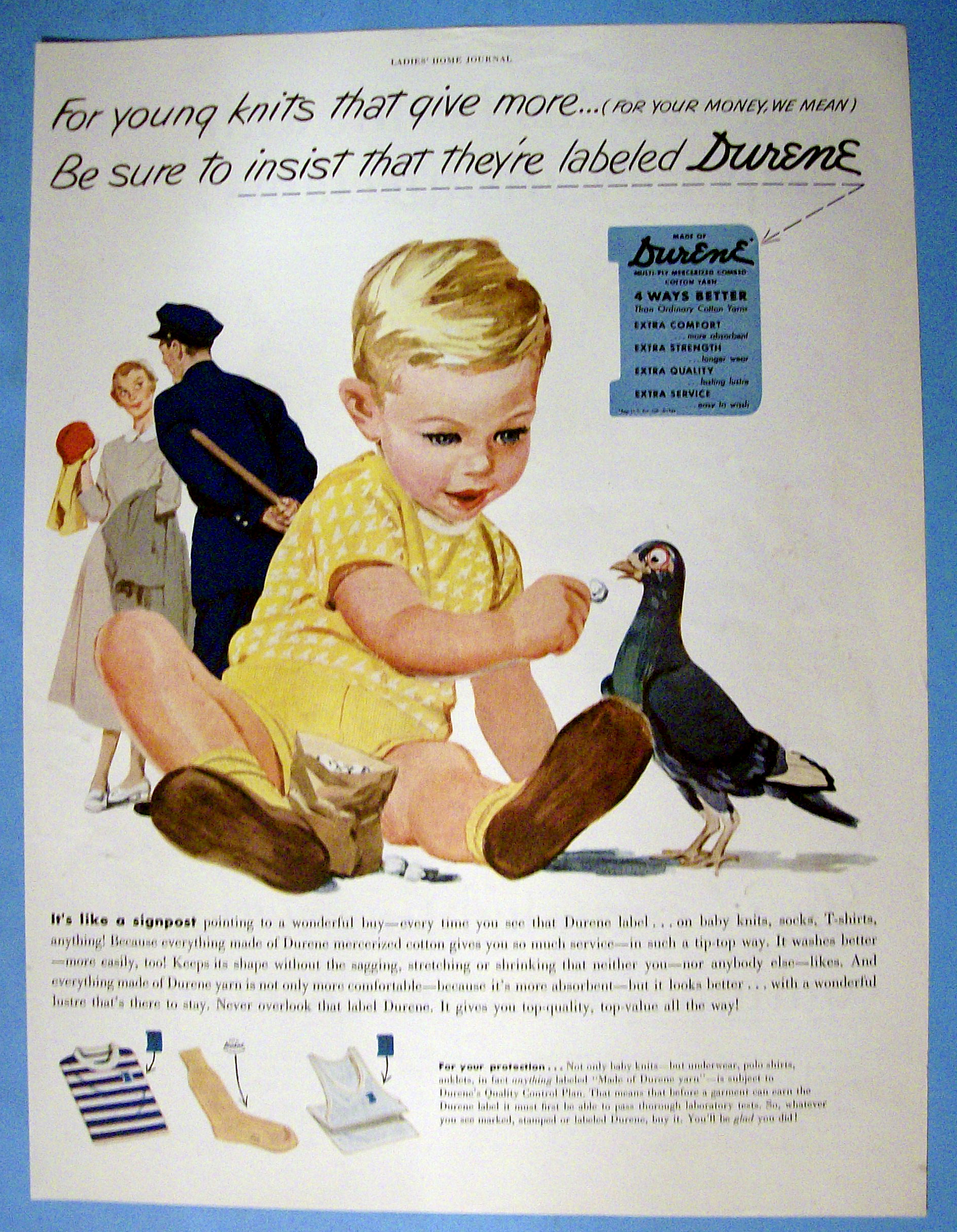 1951 Durene with Child Feeding A Pigeon