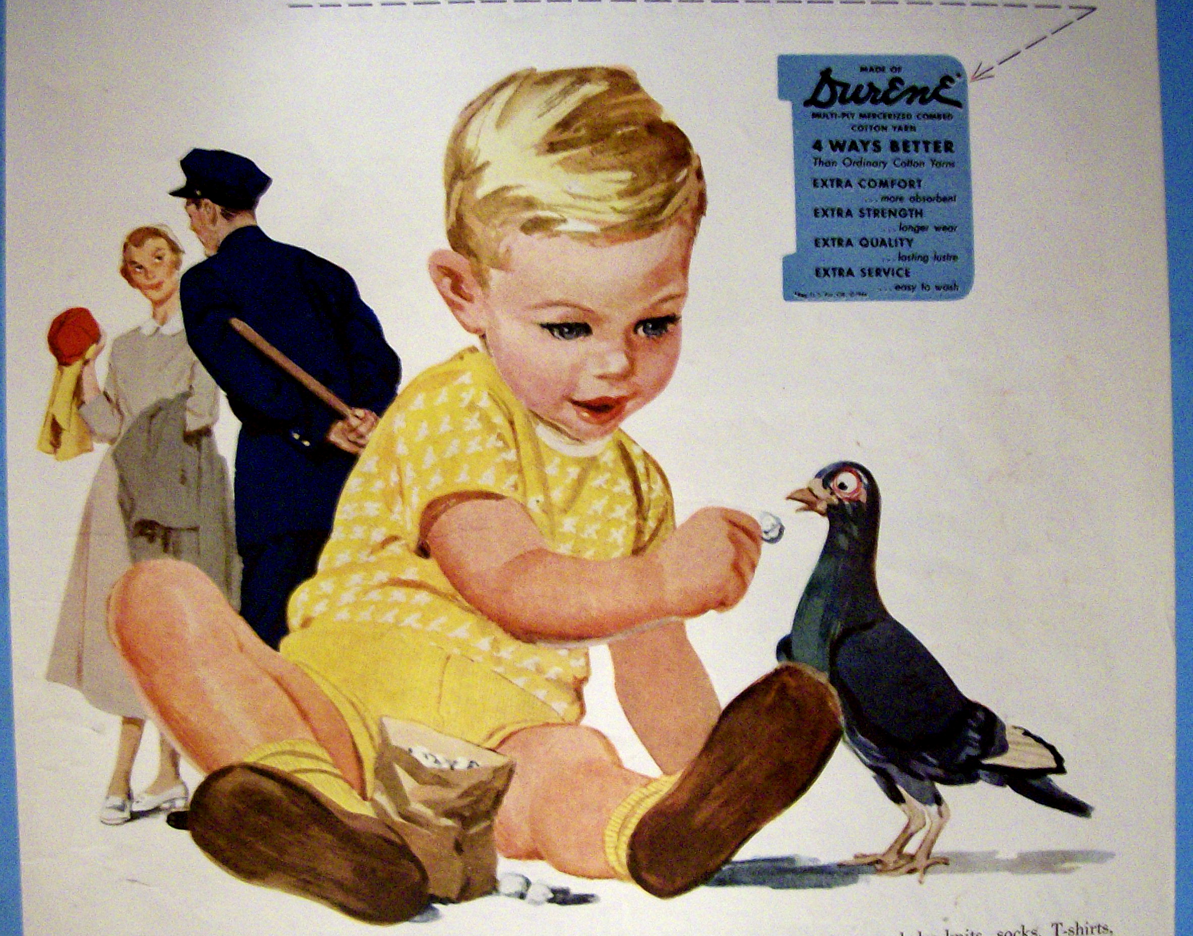 1951 Durene with Child Feeding A Pigeon